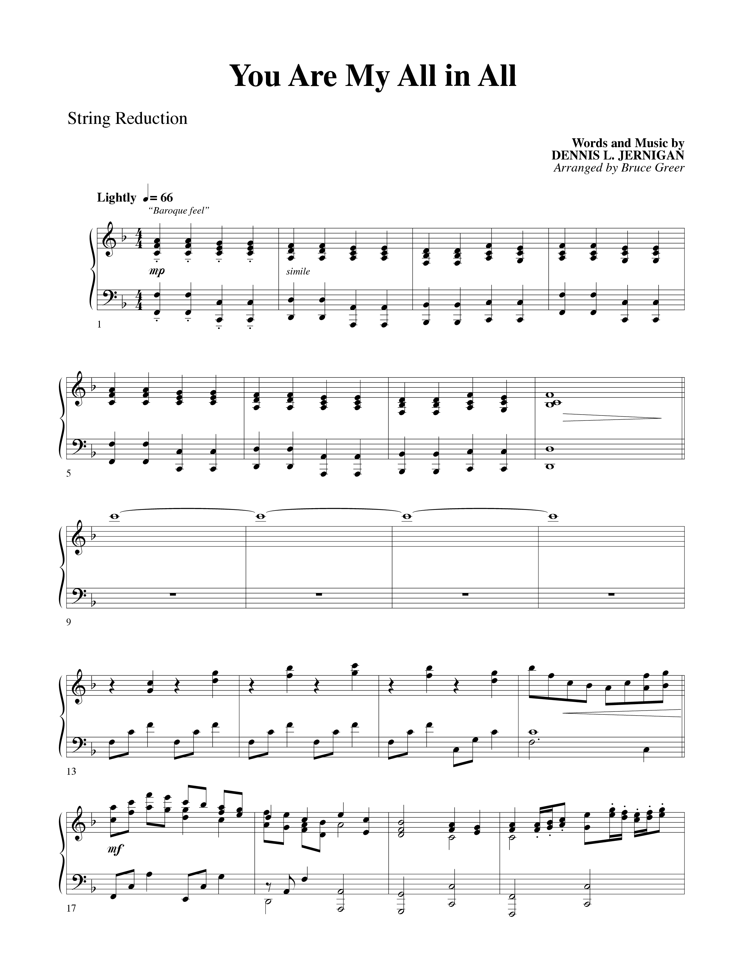 You Are My All In All (Choral Anthem SATB) String Reduction (Word Music Choral)