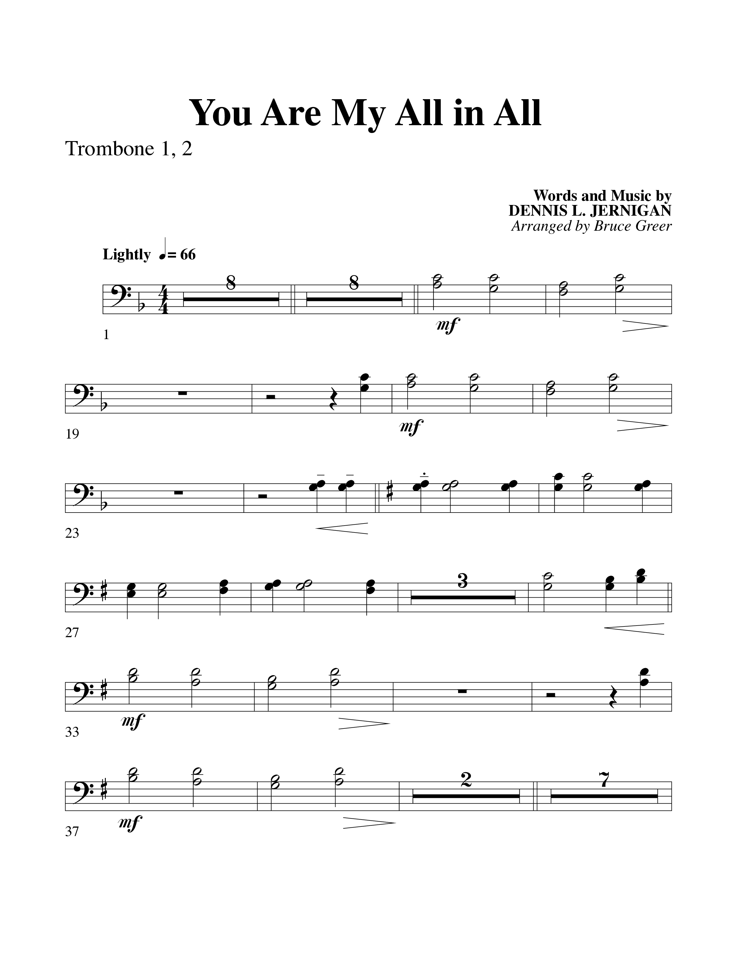 You Are My All In All (Choral Anthem SATB) Trombone 1/2 (Word Music Choral)