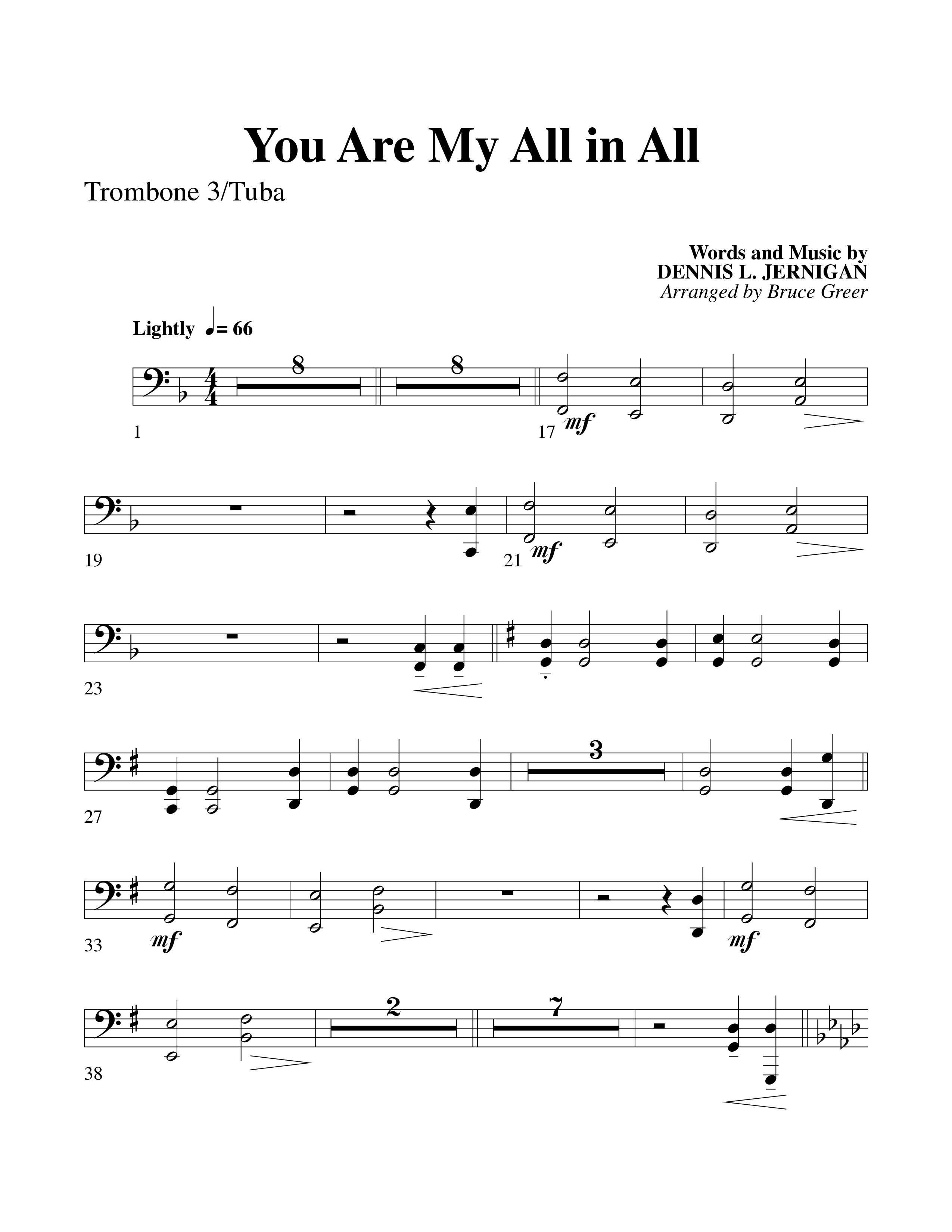 You Are My All In All (Choral Anthem SATB) Trombone 3/Tuba (Word Music Choral)
