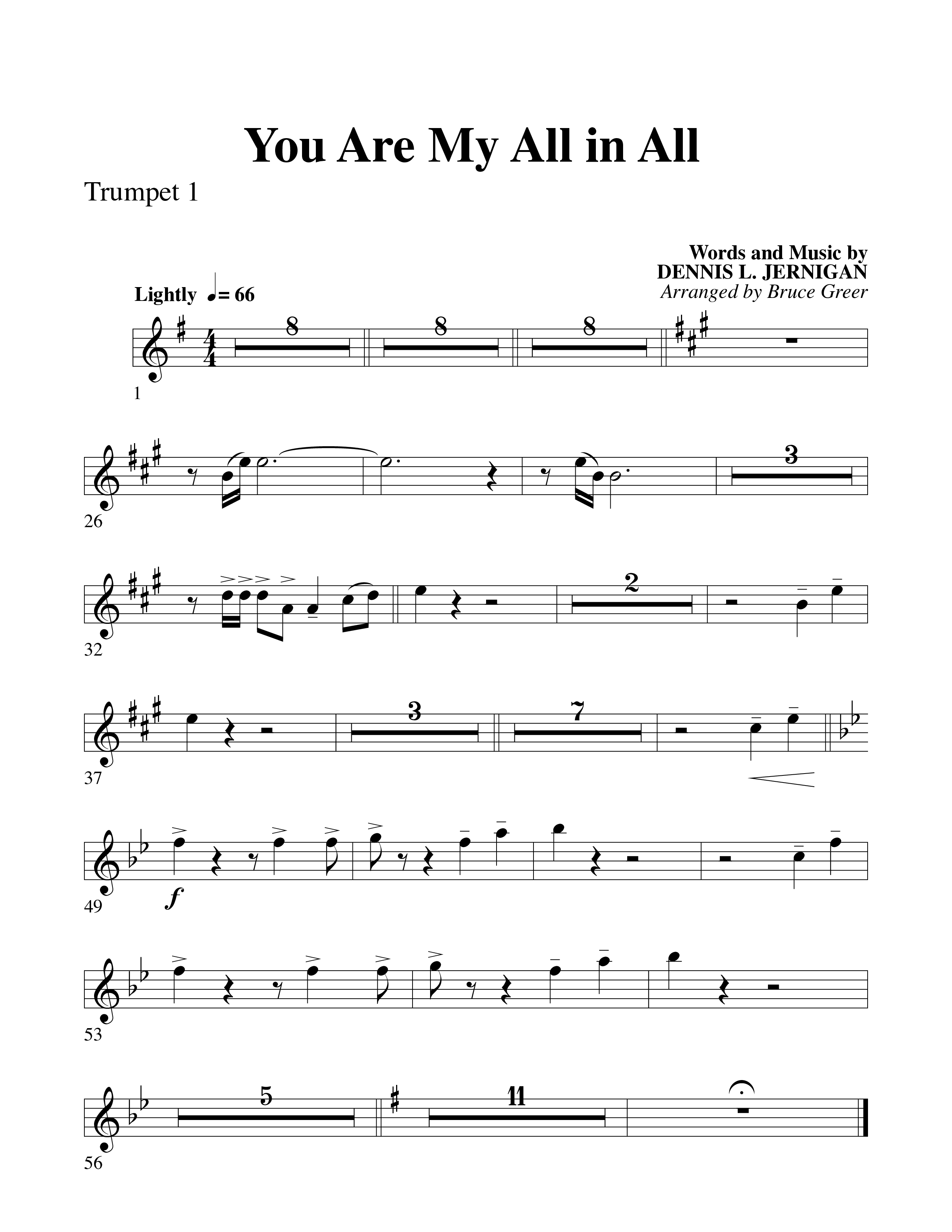 You Are My All In All (Choral Anthem SATB) Trumpet 1 (Word Music Choral)