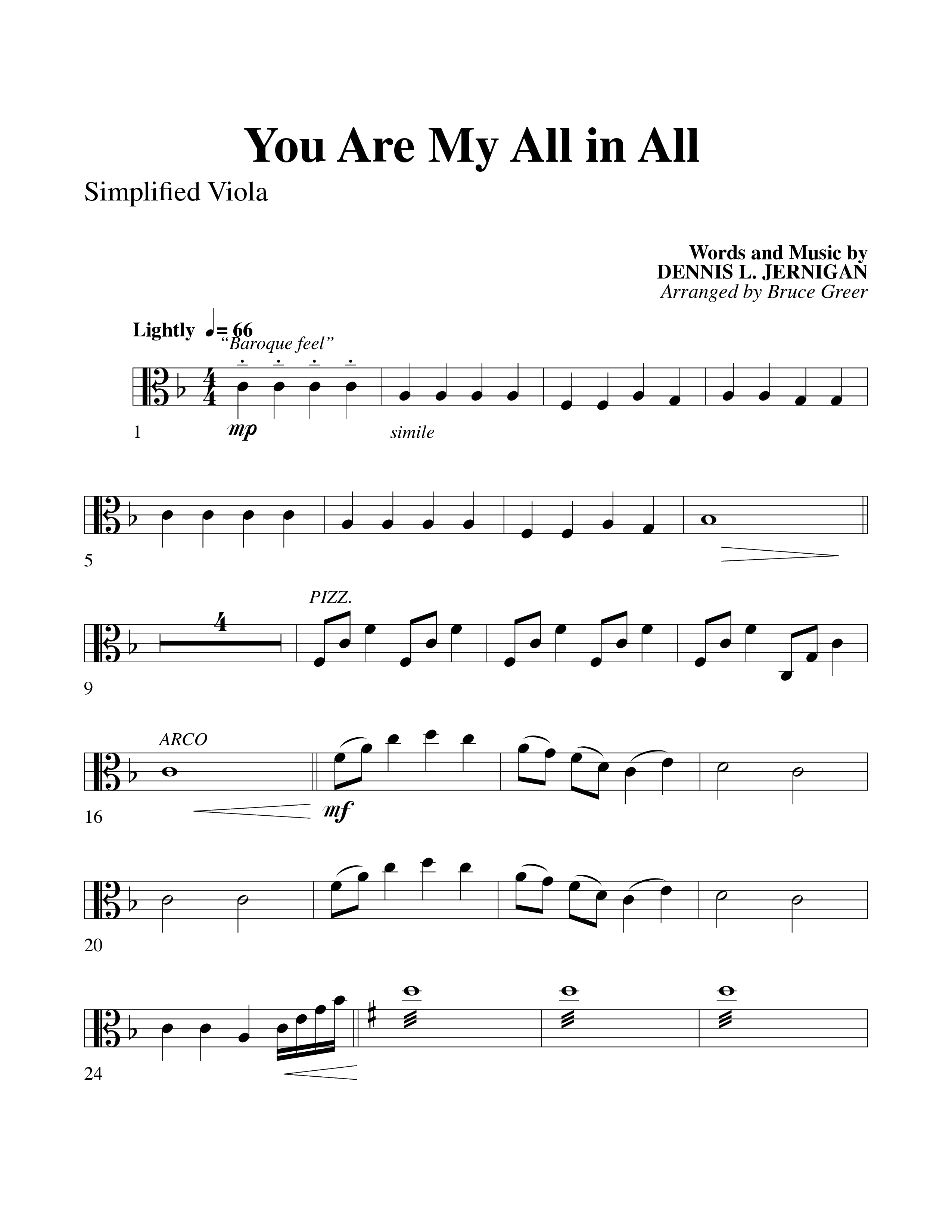 You Are My All In All (Choral Anthem SATB) Viola (Word Music Choral)