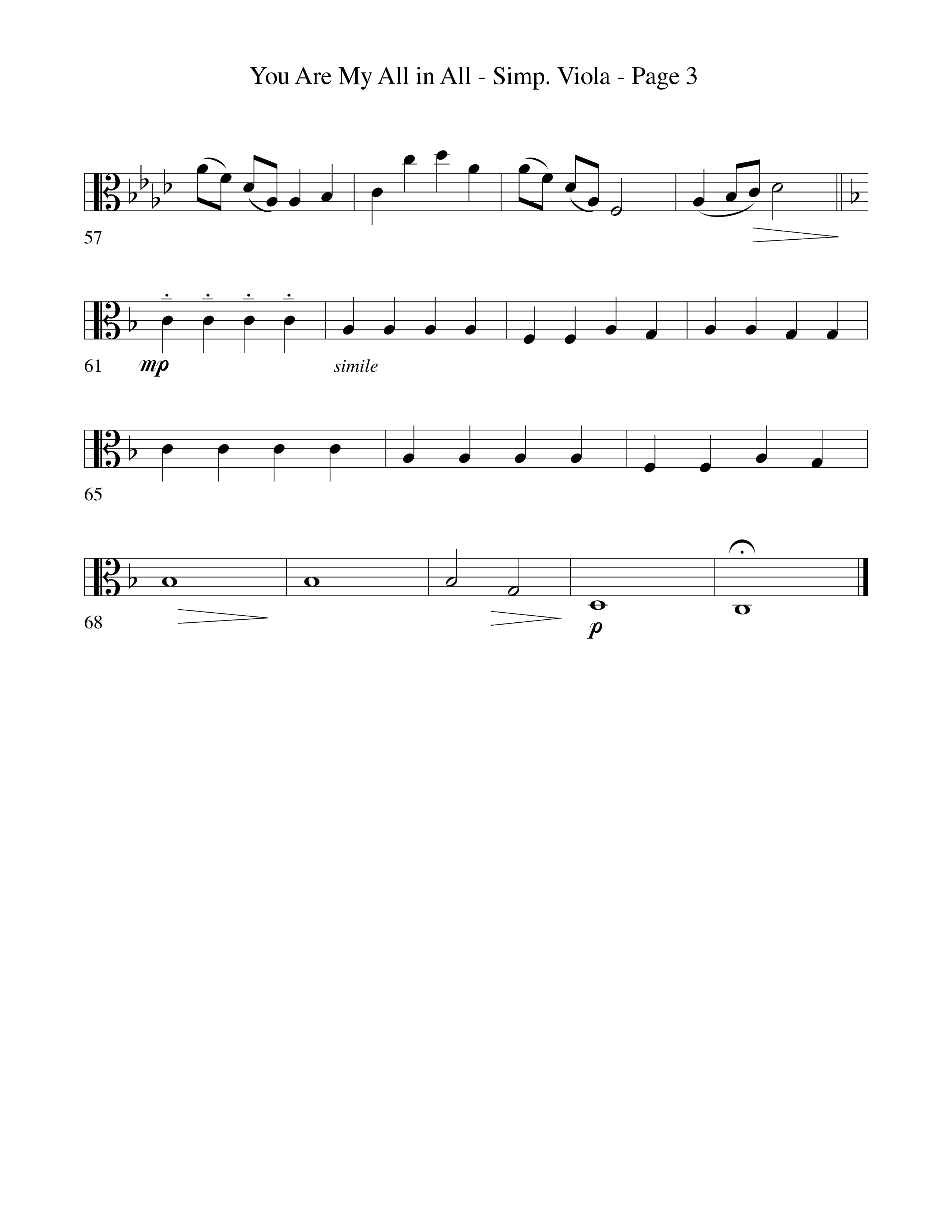 You Are My All In All (Choral Anthem SATB) Viola (Word Music Choral)