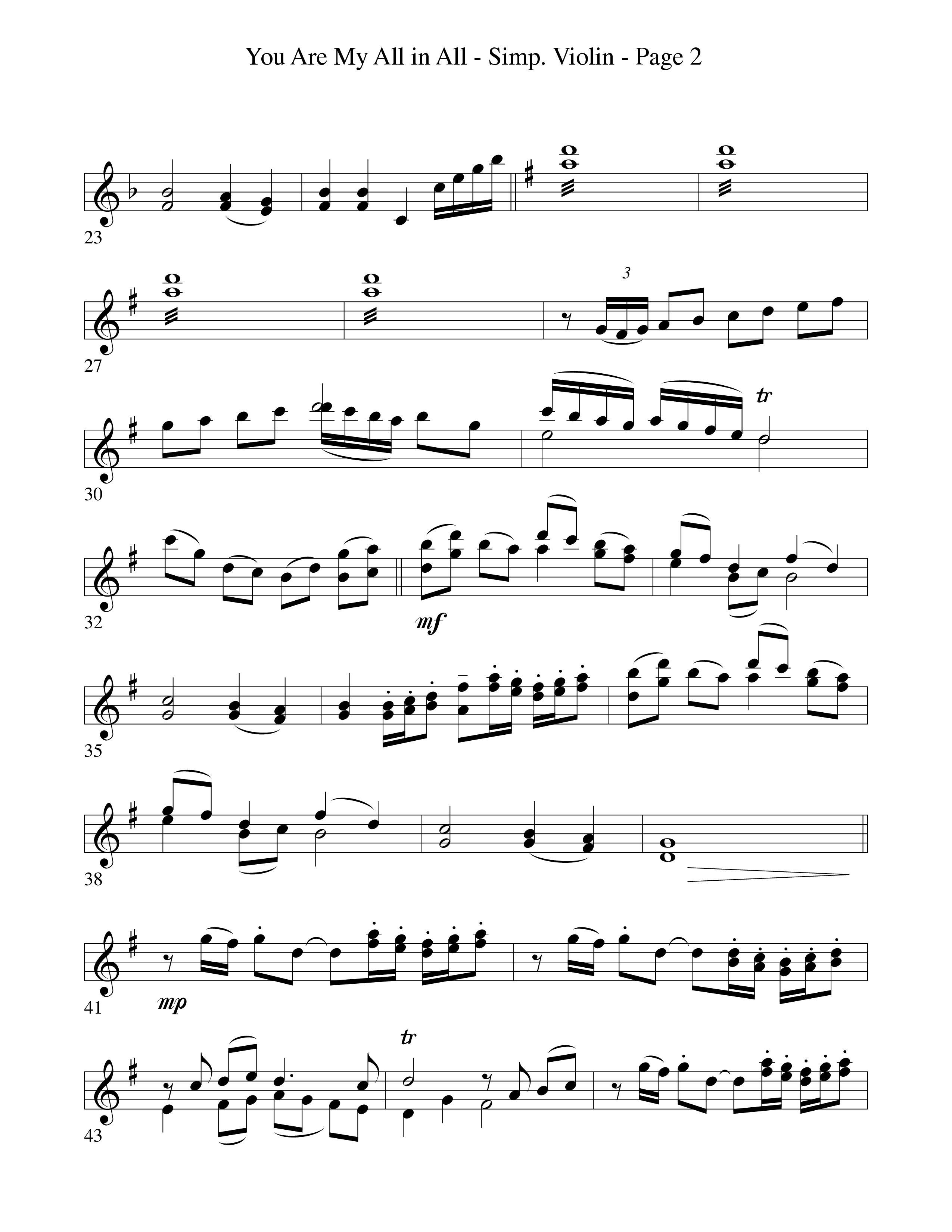 You Are My All In All (Choral Anthem SATB) Violin 1/2 (Word Music Choral)