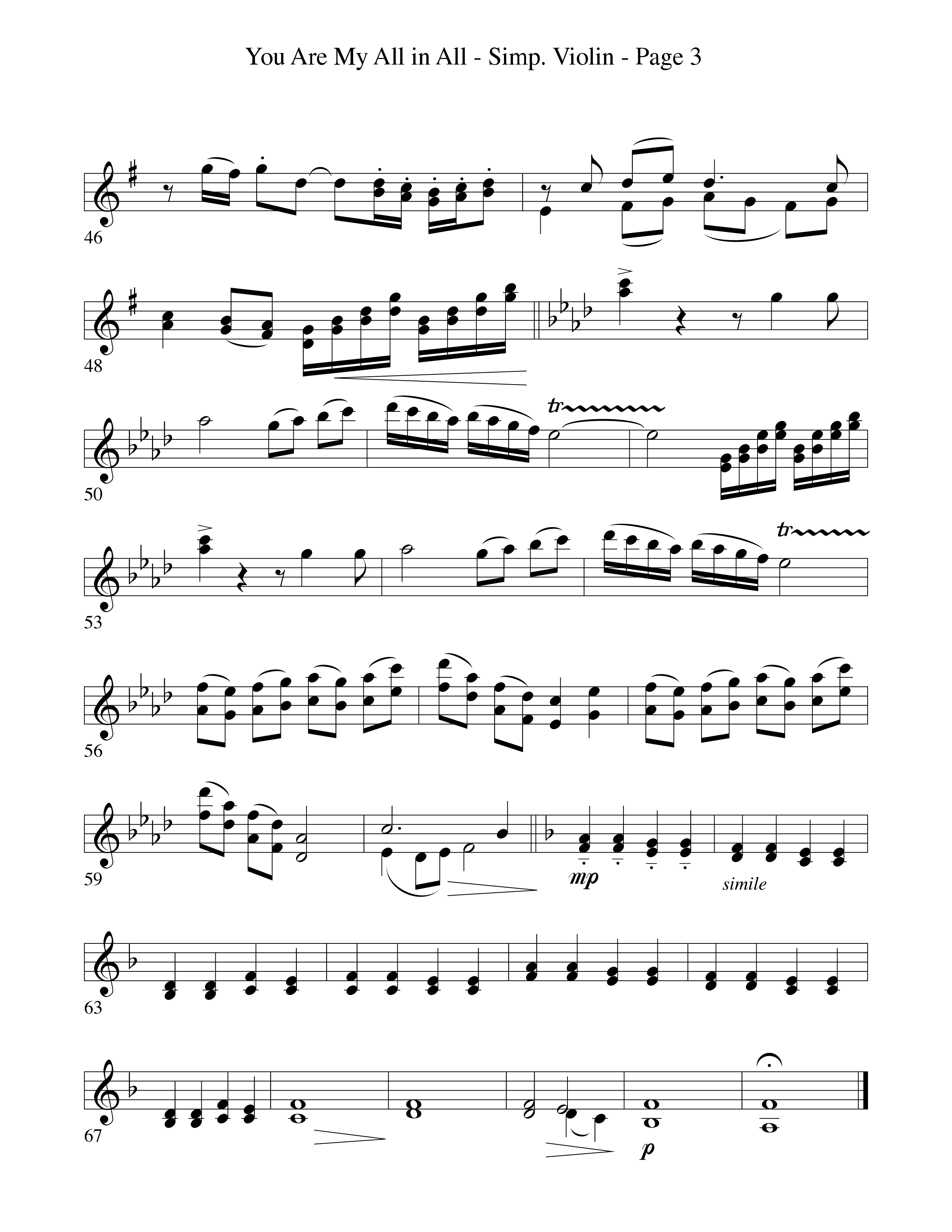 You Are My All In All (Choral Anthem SATB) Violin 1/2 (Word Music Choral)