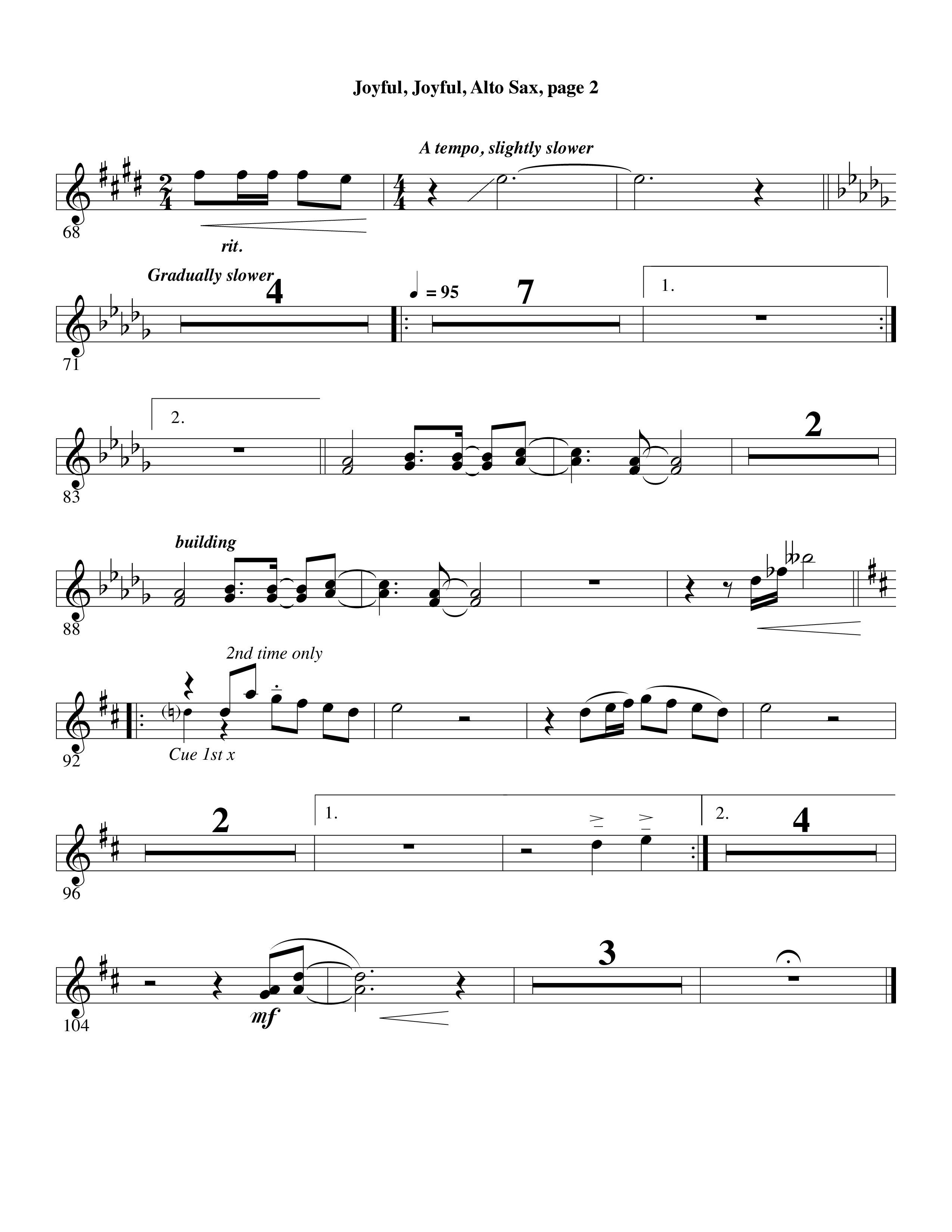 Joyful Joyful We Adore Thee (with Cry Of My Heart) (Choral Anthem SATB) Alto Sax (Word Music Choral / Arr. Michael W. Smith / Arr. Gary Rhodes)