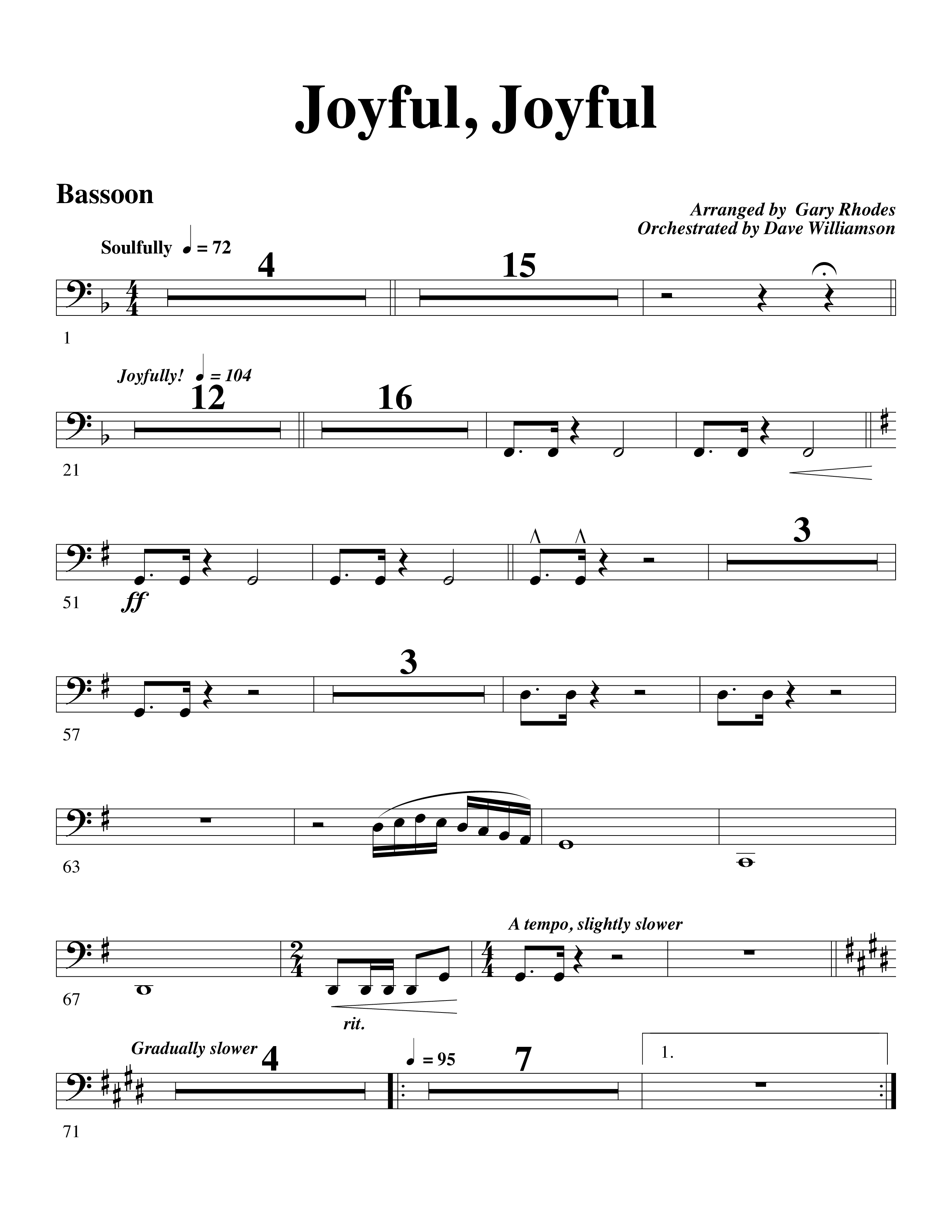 Joyful Joyful We Adore Thee (with Cry Of My Heart) (Choral Anthem SATB) Bassoon (Word Music Choral / Arr. Michael W. Smith / Arr. Gary Rhodes)