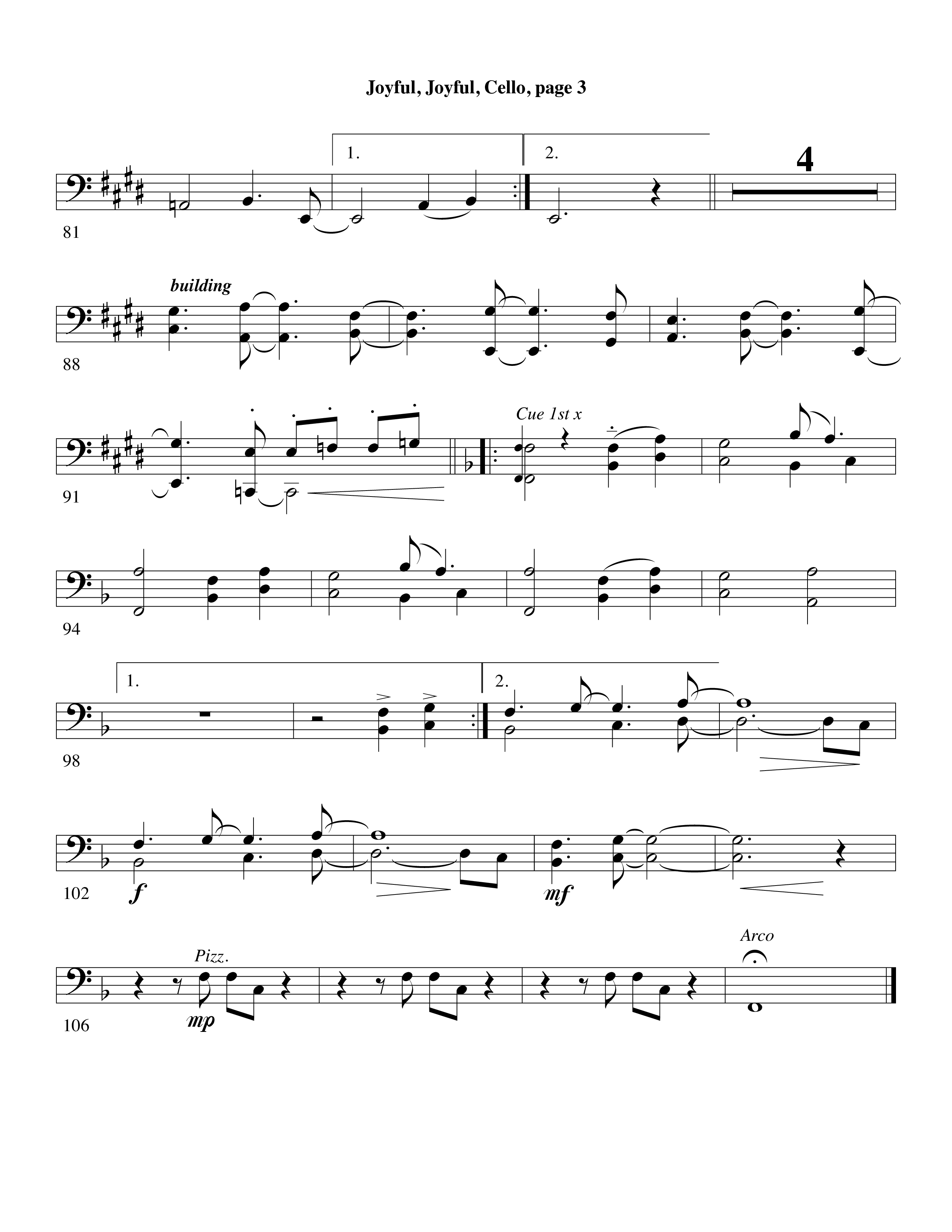 Joyful Joyful We Adore Thee (with Cry Of My Heart) (Choral Anthem SATB) Cello (Word Music Choral / Arr. Michael W. Smith / Arr. Gary Rhodes)