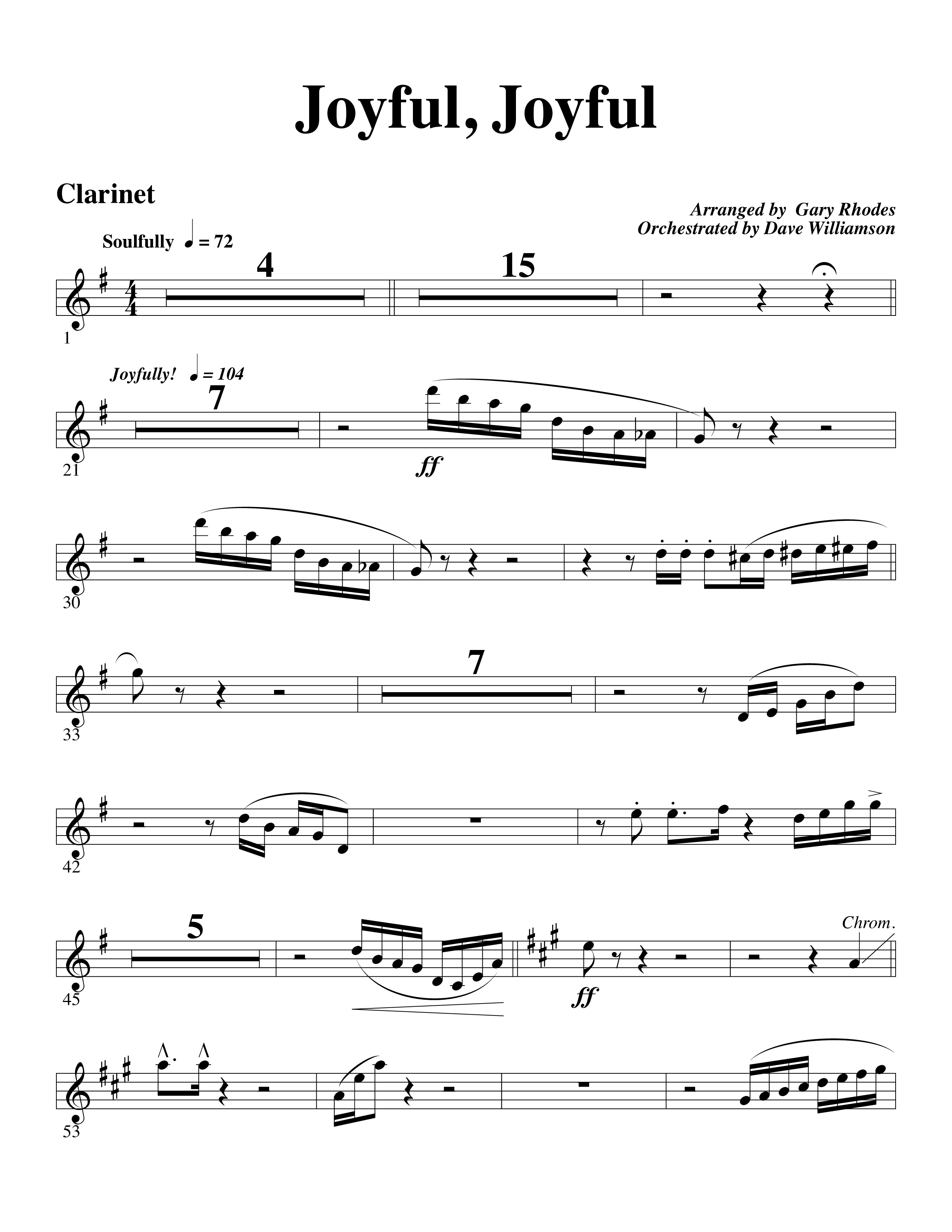Joyful Joyful We Adore Thee (with Cry Of My Heart) (Choral Anthem SATB) Clarinet (Word Music Choral / Arr. Michael W. Smith / Arr. Gary Rhodes)