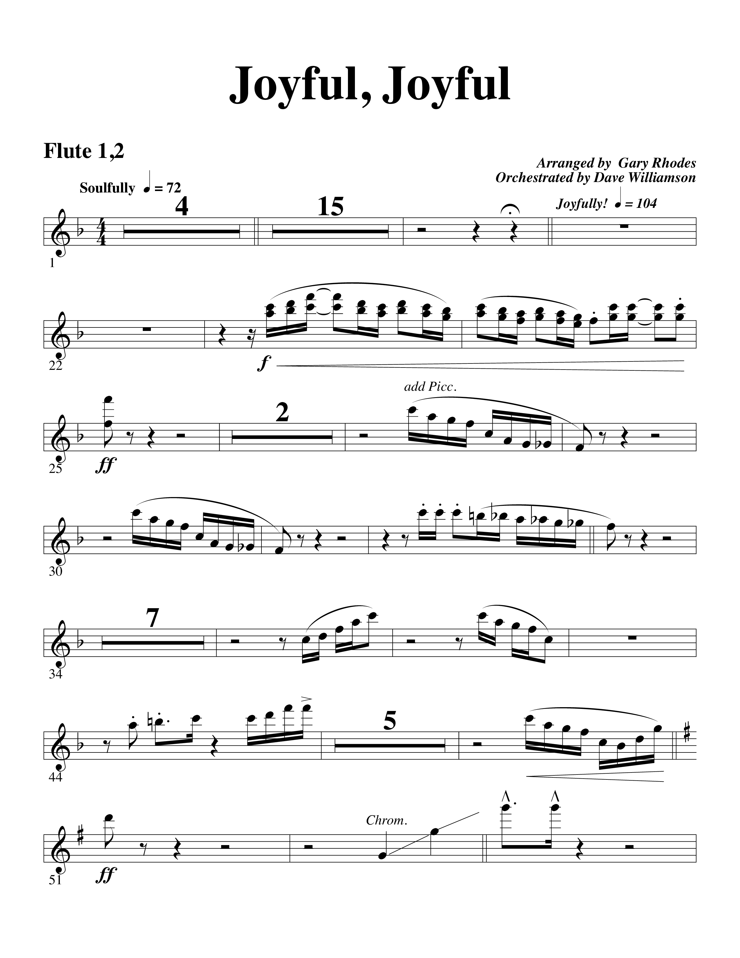 Joyful Joyful We Adore Thee (with Cry Of My Heart) (Choral Anthem SATB) Flute 1/2 (Word Music Choral / Arr. Michael W. Smith / Arr. Gary Rhodes)