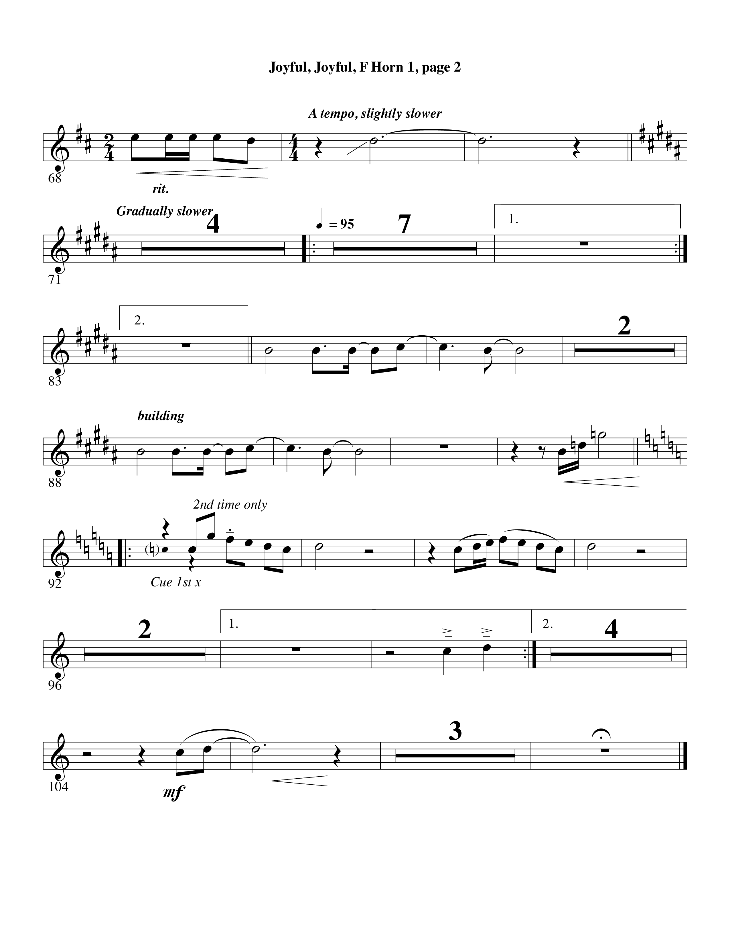 Joyful Joyful We Adore Thee (with Cry Of My Heart) (Choral Anthem SATB) French Horn (Word Music Choral / Arr. Michael W. Smith / Arr. Gary Rhodes)
