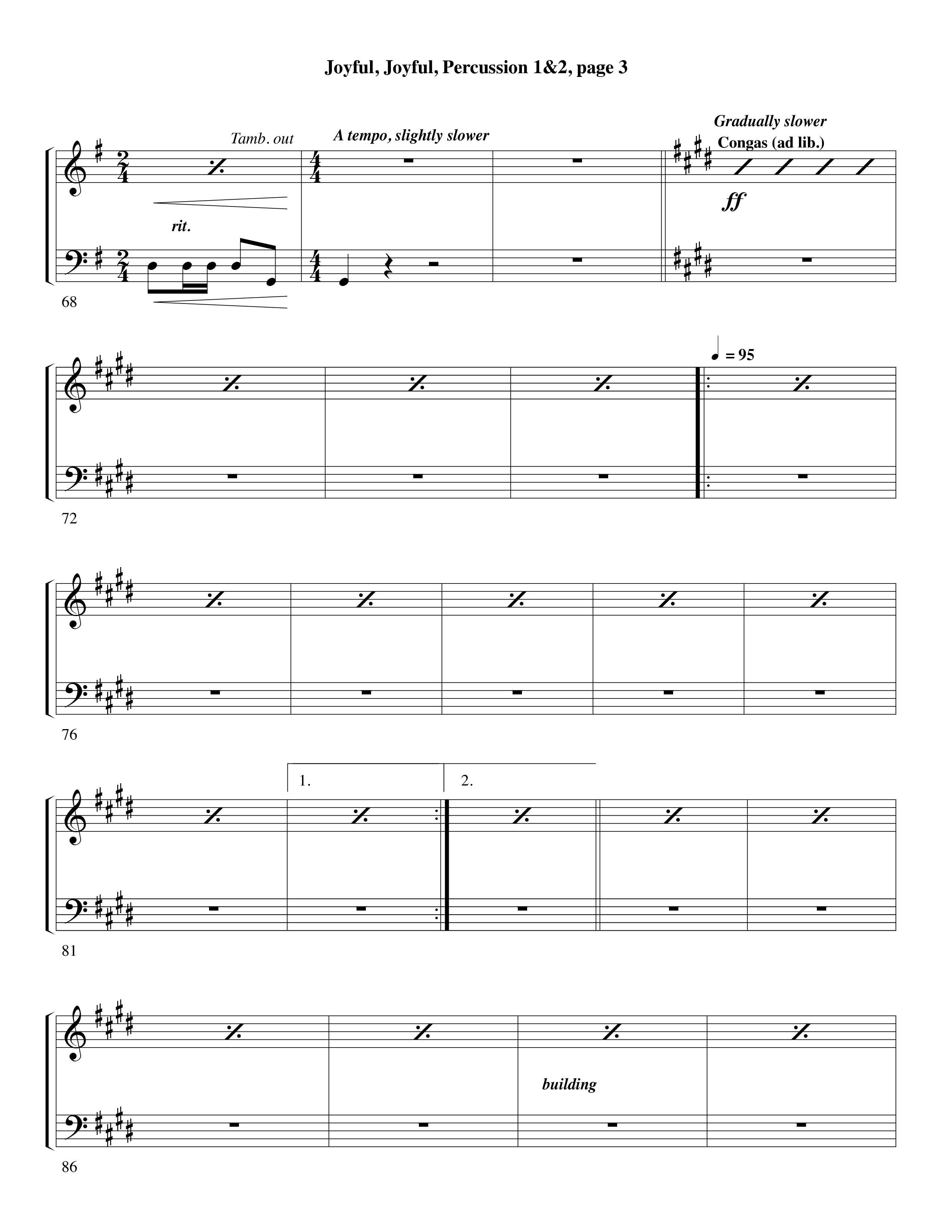 Joyful Joyful We Adore Thee (with Cry Of My Heart) (Choral Anthem SATB) Percussion 1/2 (Word Music Choral / Arr. Michael W. Smith / Arr. Gary Rhodes)