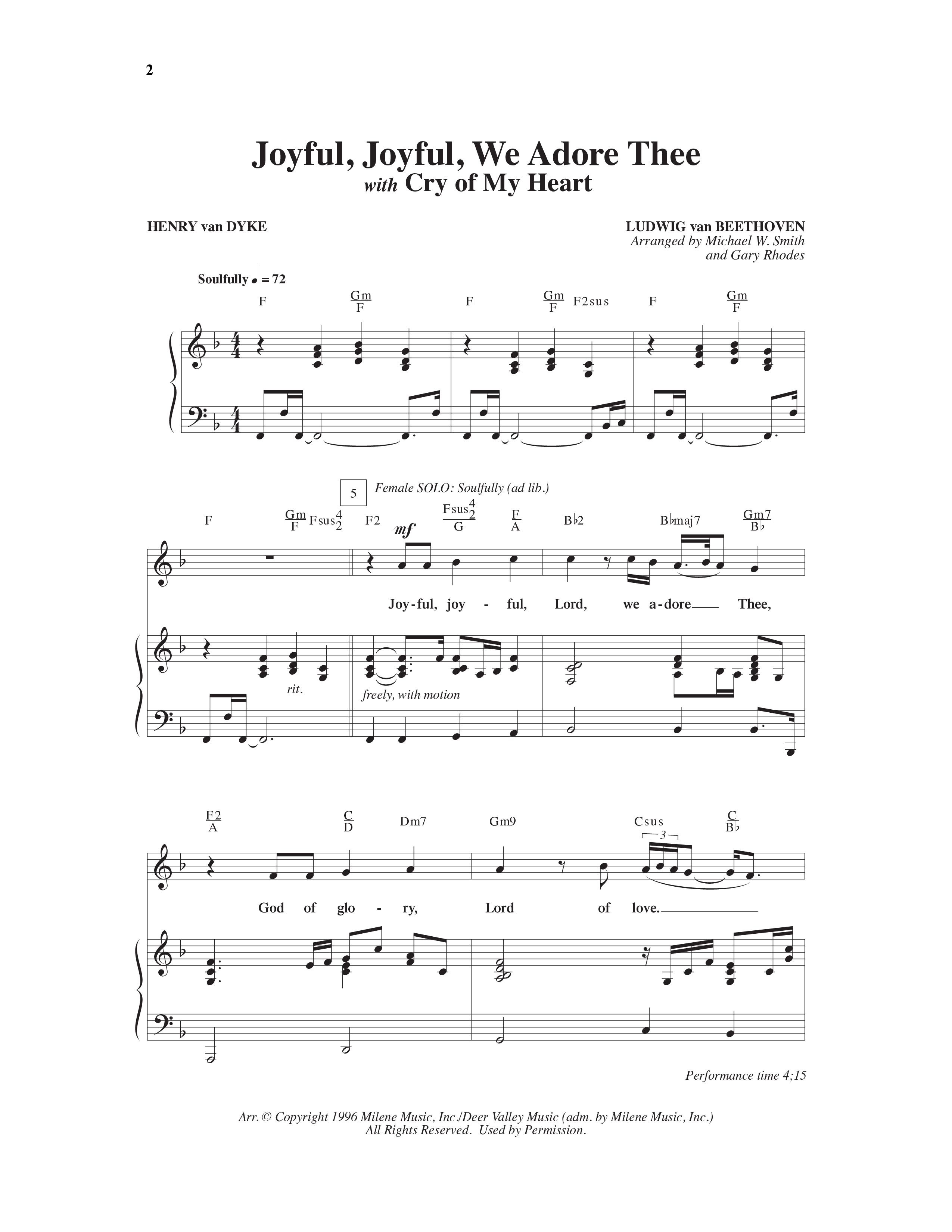 Joyful Joyful We Adore Thee (with Cry Of My Heart) (Choral Anthem SATB) Anthem (SATB/Piano) (Word Music Choral / Arr. Michael W. Smith / Arr. Gary Rhodes)
