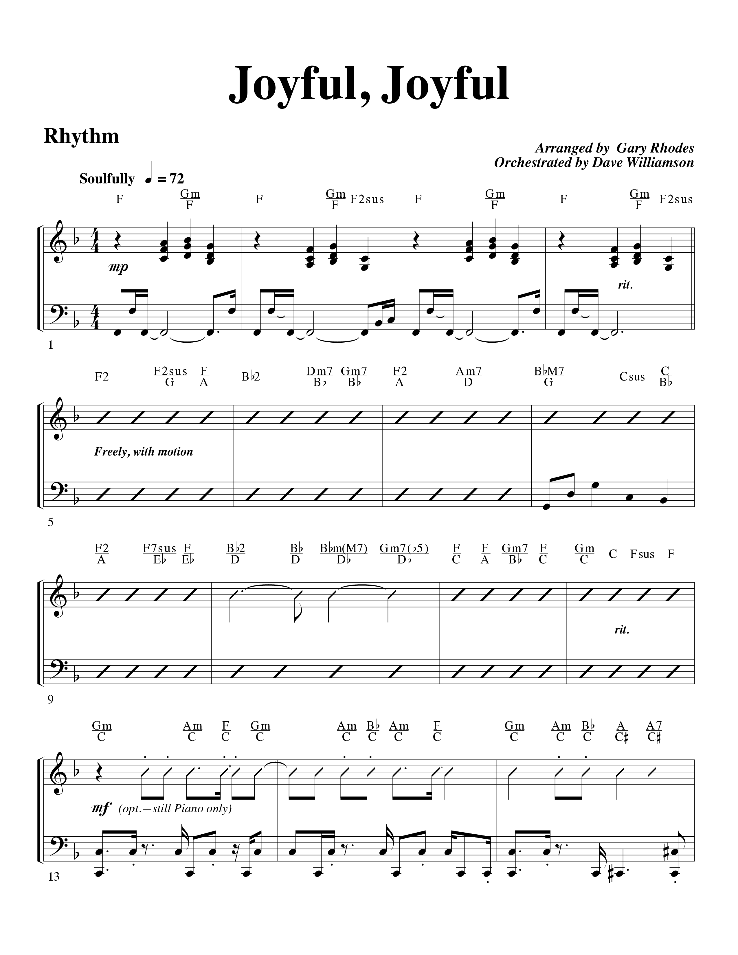 Joyful Joyful We Adore Thee (with Cry Of My Heart) (Choral Anthem SATB) Rhythm Chart (Word Music Choral / Arr. Michael W. Smith / Arr. Gary Rhodes)