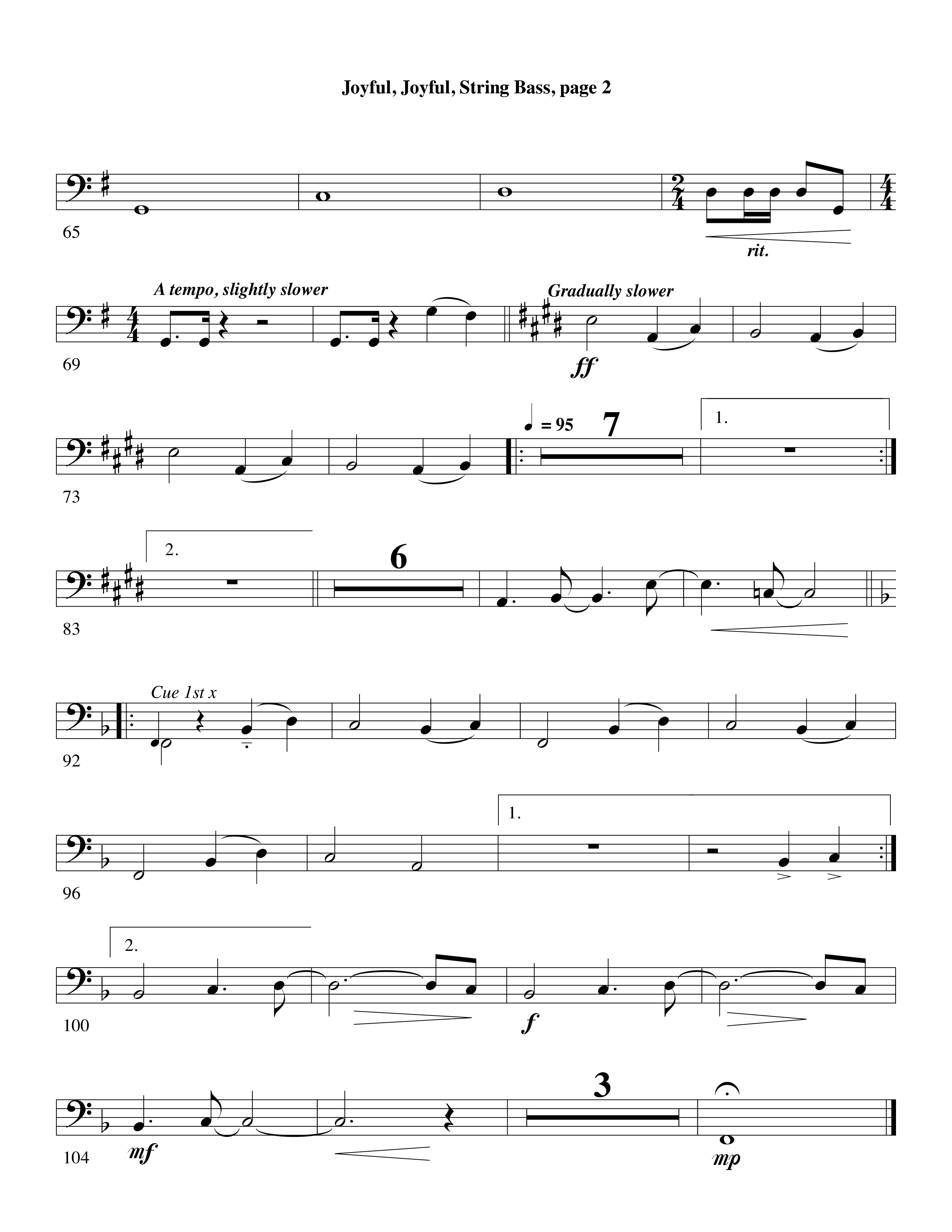 Joyful Joyful We Adore Thee (with Cry Of My Heart) (Choral Anthem SATB) String Bass (Word Music Choral / Arr. Michael W. Smith / Arr. Gary Rhodes)