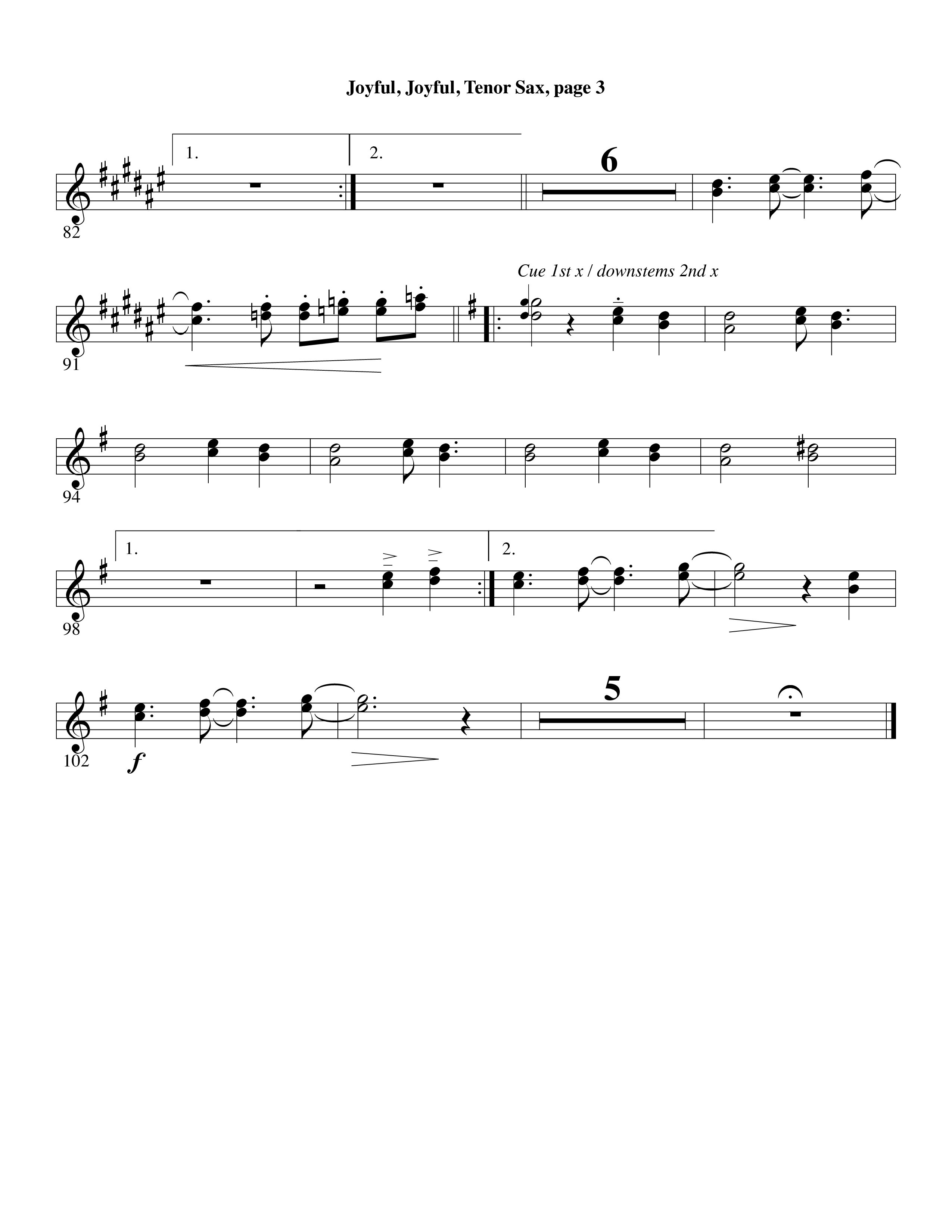 Joyful Joyful We Adore Thee (with Cry Of My Heart) (Choral Anthem SATB) Tenor Sax 1 (Word Music Choral / Arr. Michael W. Smith / Arr. Gary Rhodes)