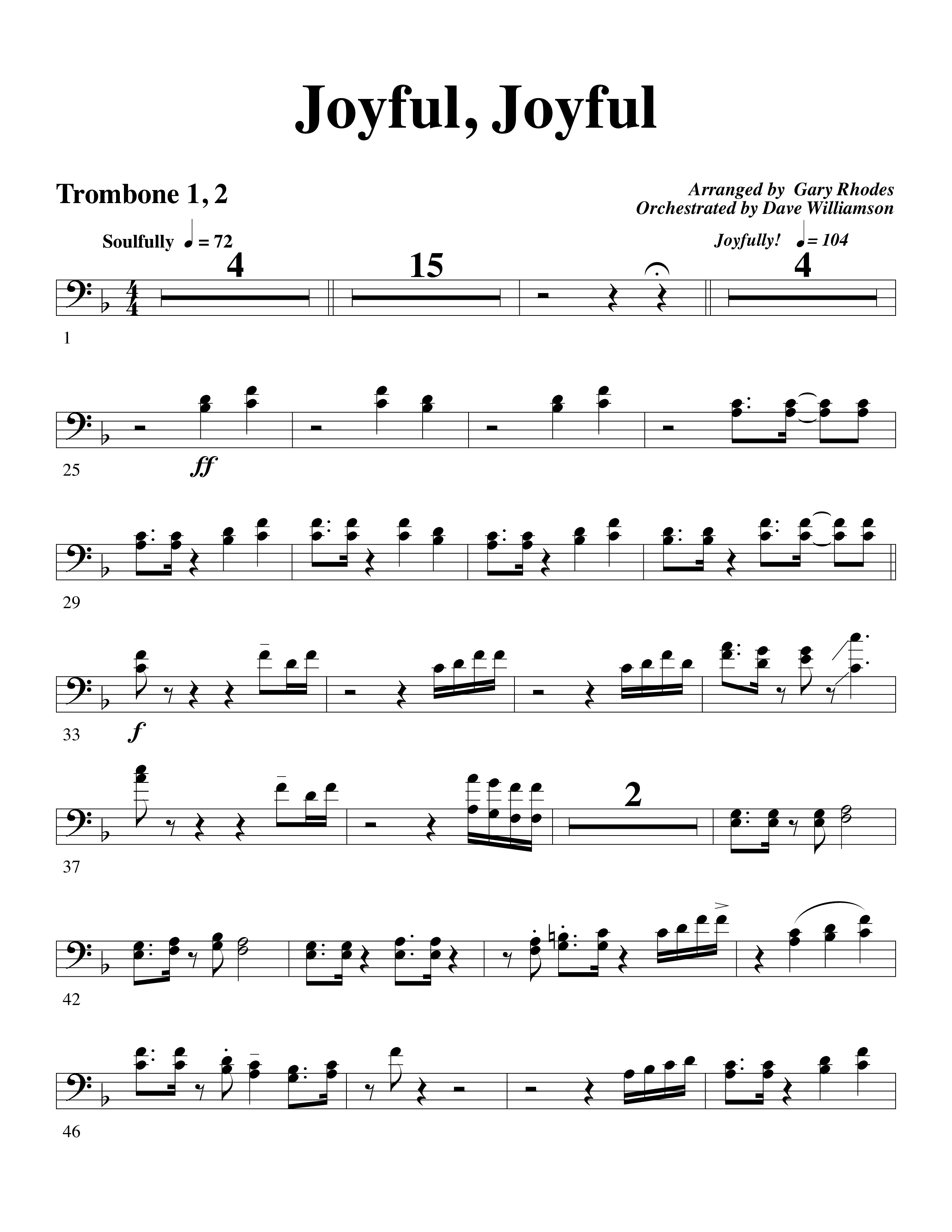 Joyful Joyful We Adore Thee (with Cry Of My Heart) (Choral Anthem SATB) Trombone 1/2 (Word Music Choral / Arr. Michael W. Smith / Arr. Gary Rhodes)