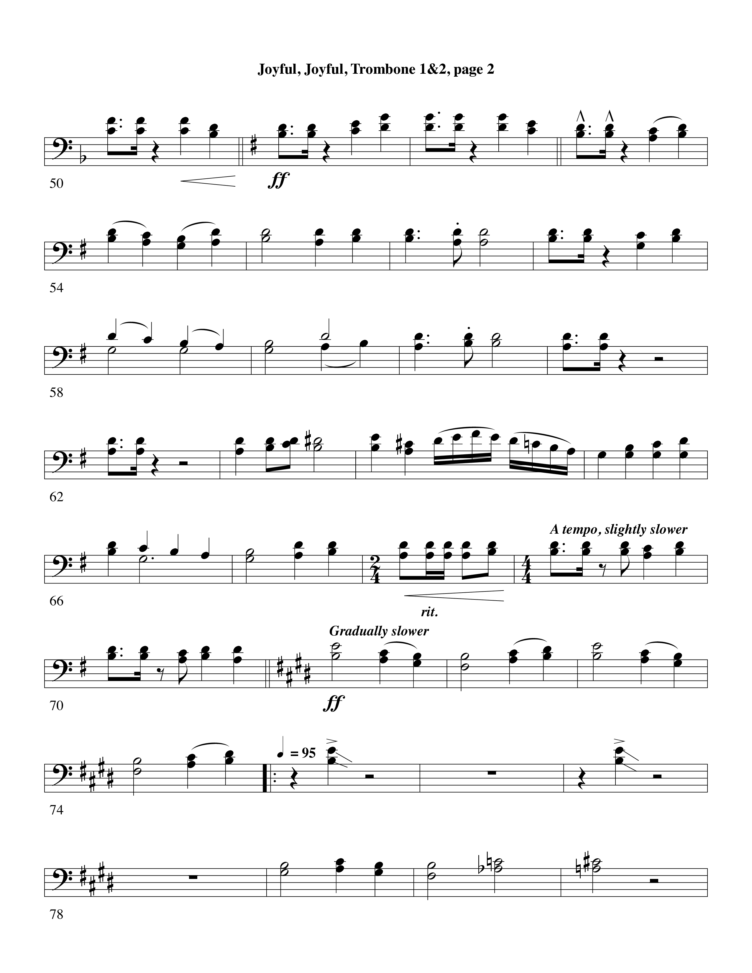 Joyful Joyful We Adore Thee (with Cry Of My Heart) (Choral Anthem SATB) Trombone 1/2 (Word Music Choral / Arr. Michael W. Smith / Arr. Gary Rhodes)