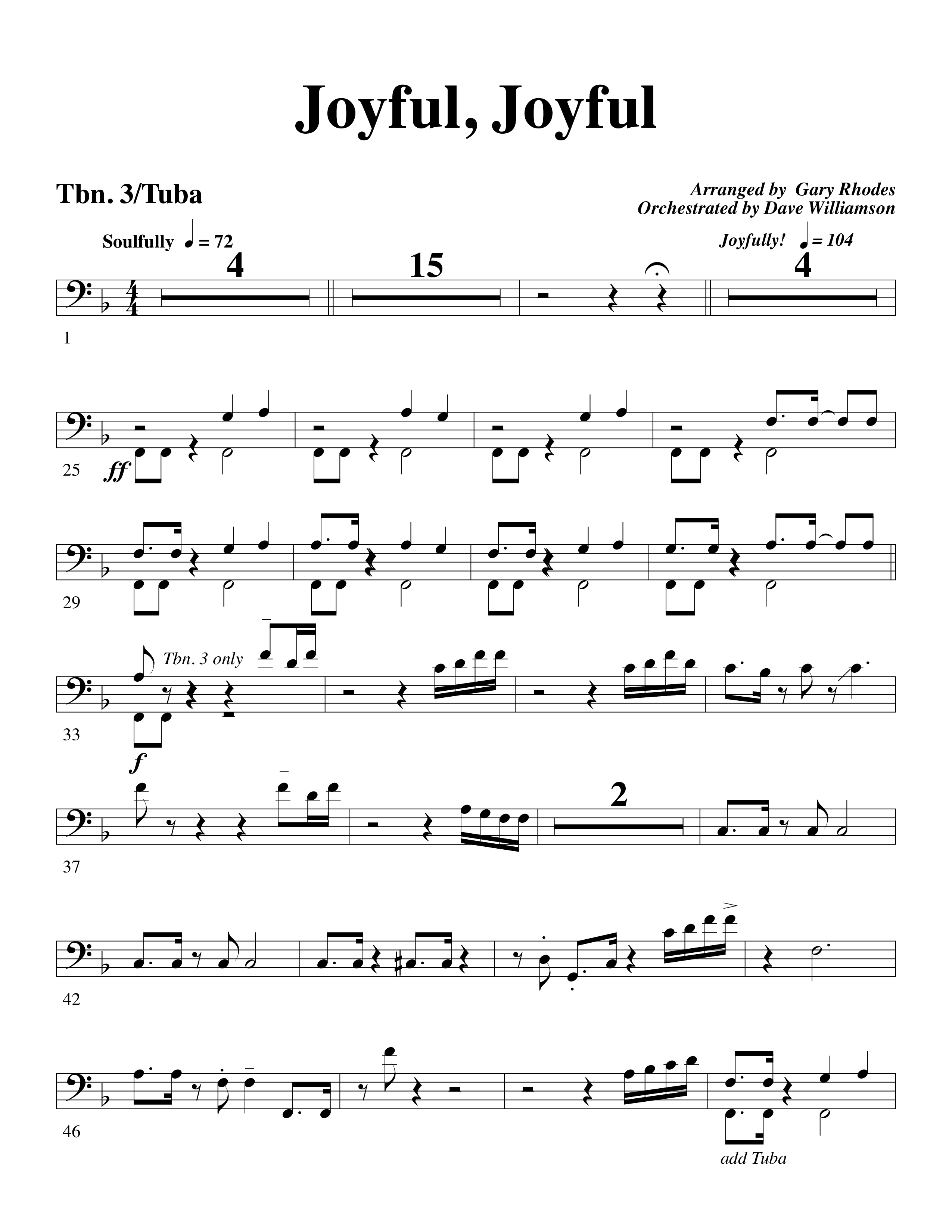Joyful Joyful We Adore Thee (with Cry Of My Heart) (Choral Anthem SATB) Trombone 3/Tuba (Word Music Choral / Arr. Michael W. Smith / Arr. Gary Rhodes)