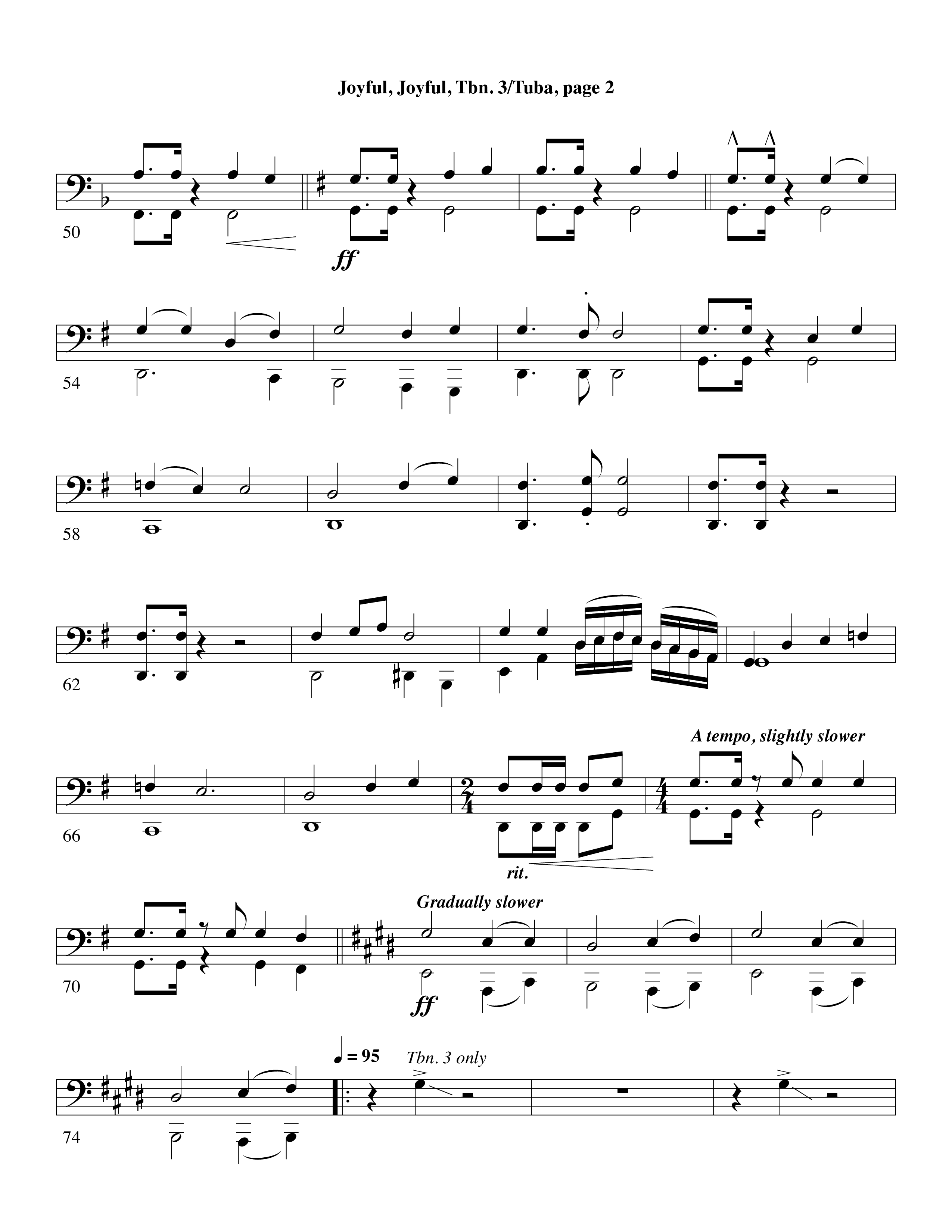 Joyful Joyful We Adore Thee (with Cry Of My Heart) (Choral Anthem SATB) Trombone 3/Tuba (Word Music Choral / Arr. Michael W. Smith / Arr. Gary Rhodes)