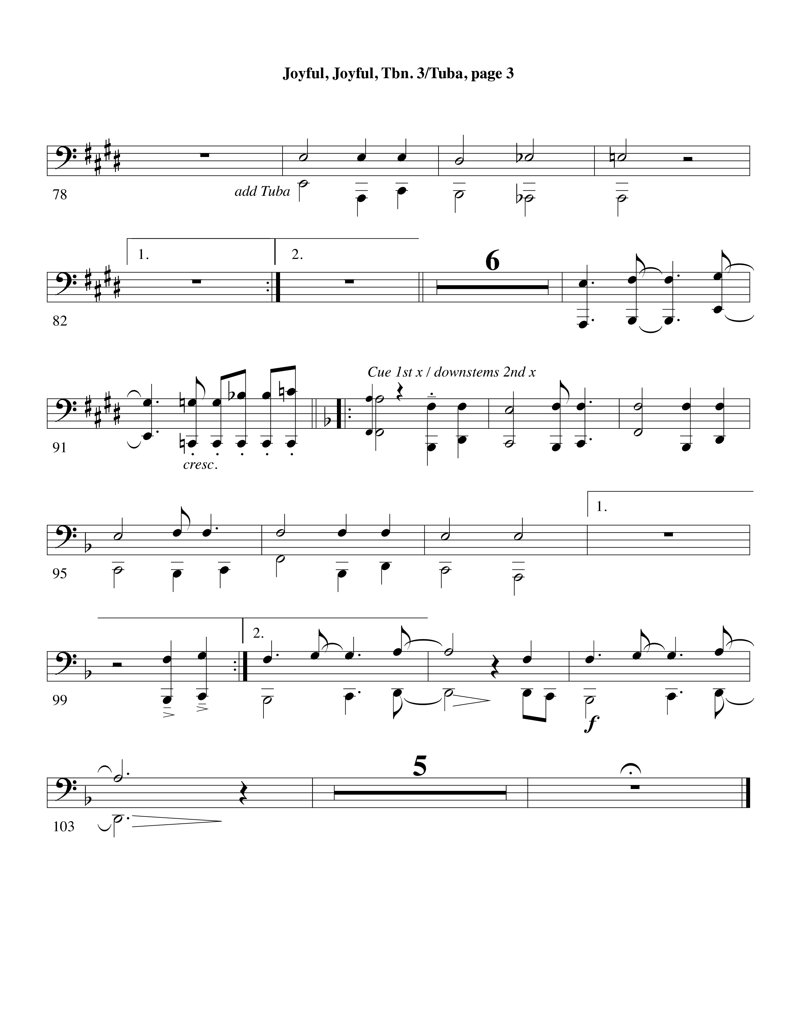 Joyful Joyful We Adore Thee (with Cry Of My Heart) (Choral Anthem SATB) Trombone 3/Tuba (Word Music Choral / Arr. Michael W. Smith / Arr. Gary Rhodes)