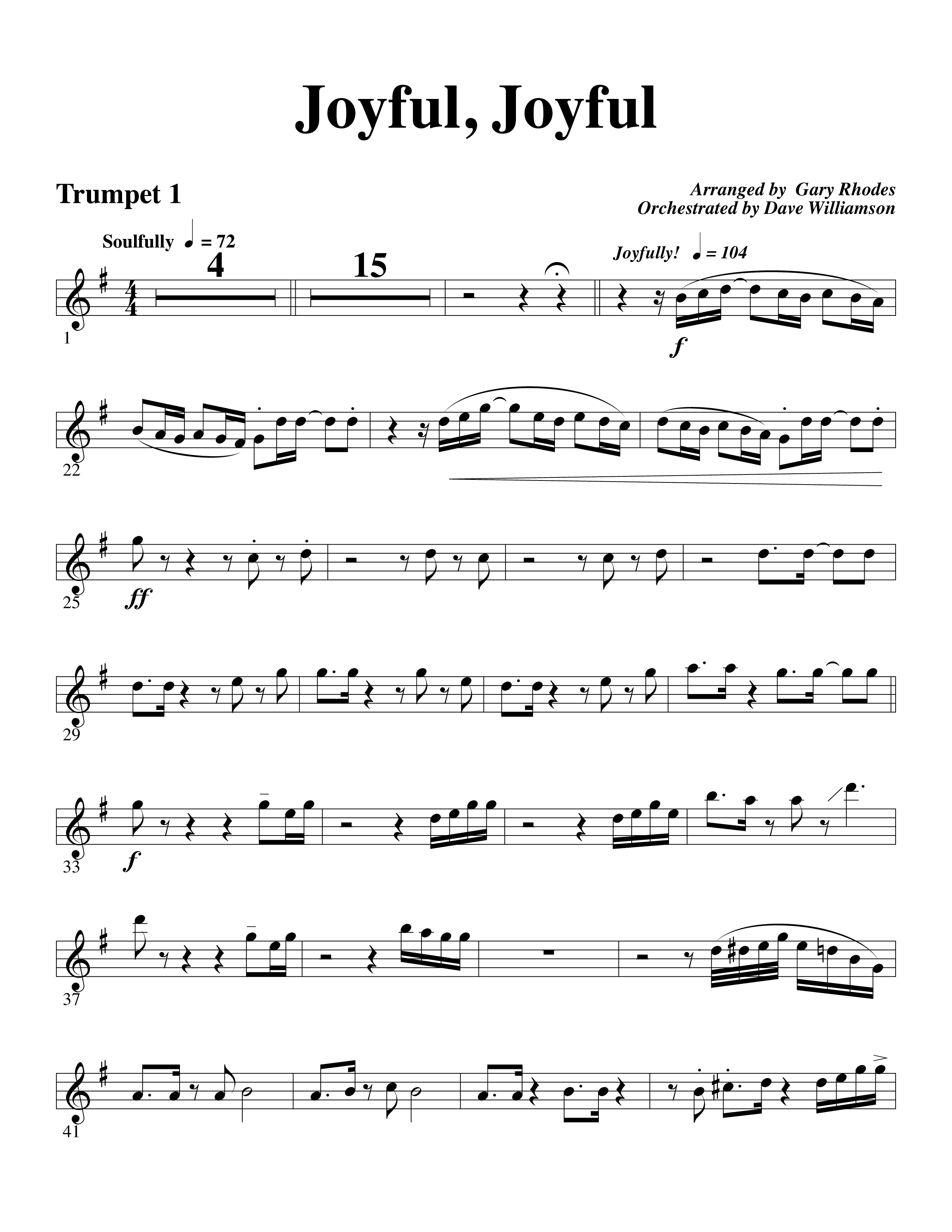 Joyful Joyful We Adore Thee (with Cry Of My Heart) (Choral Anthem SATB) Trumpet 1 (Word Music Choral / Arr. Michael W. Smith / Arr. Gary Rhodes)
