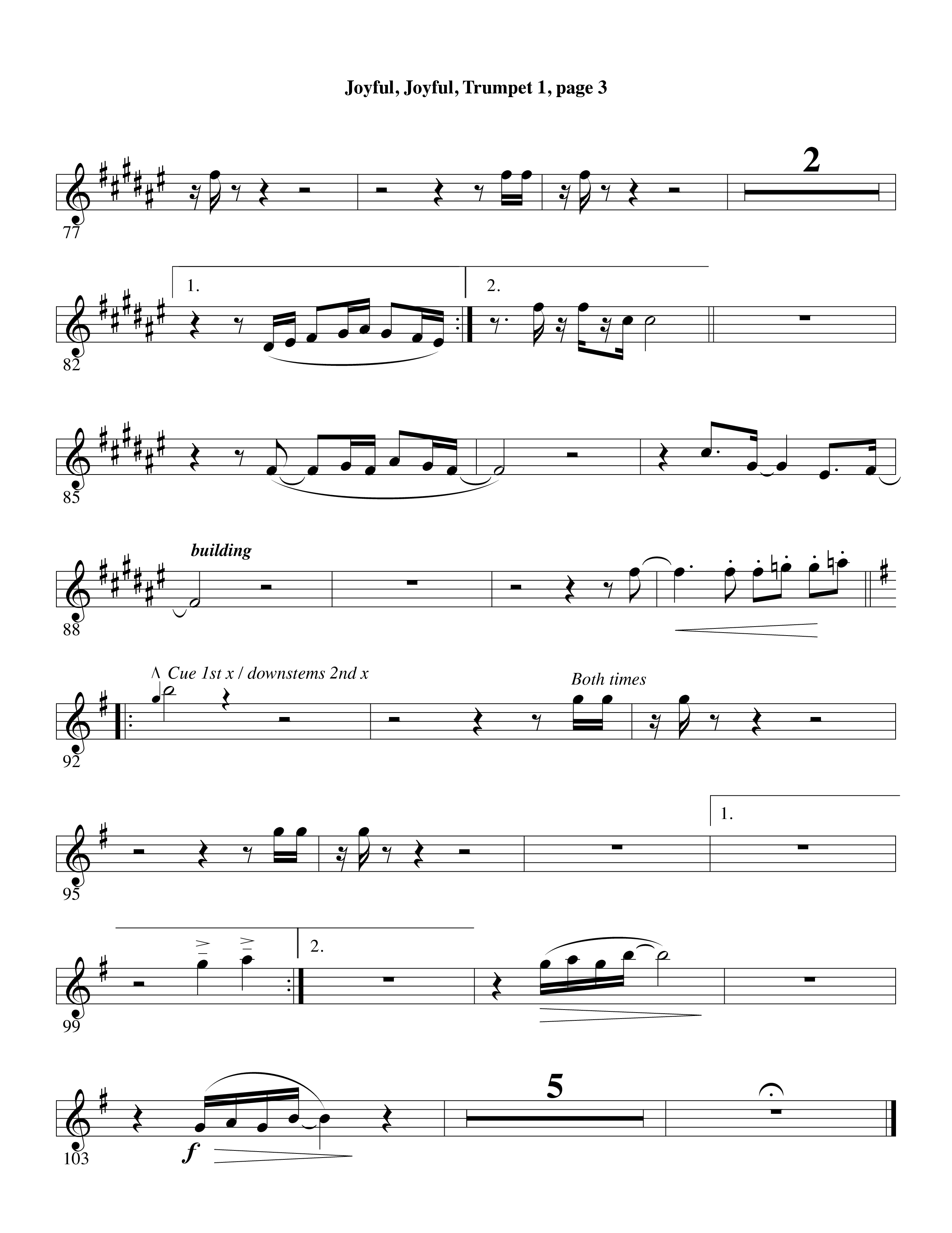Joyful Joyful We Adore Thee (with Cry Of My Heart) (Choral Anthem SATB) Trumpet 1 (Word Music Choral / Arr. Michael W. Smith / Arr. Gary Rhodes)