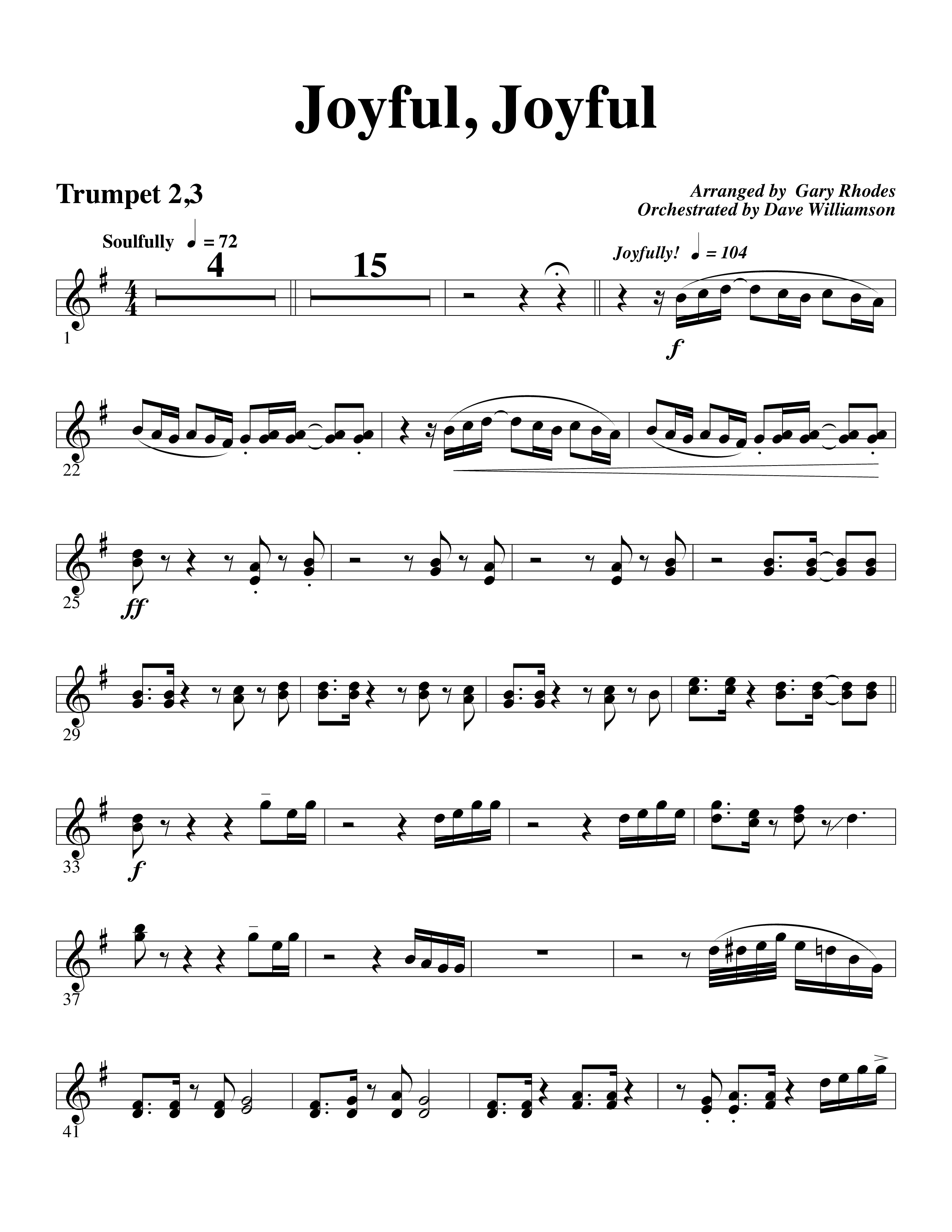 Joyful Joyful We Adore Thee (with Cry Of My Heart) (Choral Anthem SATB) Trumpet 2/3 (Word Music Choral / Arr. Michael W. Smith / Arr. Gary Rhodes)
