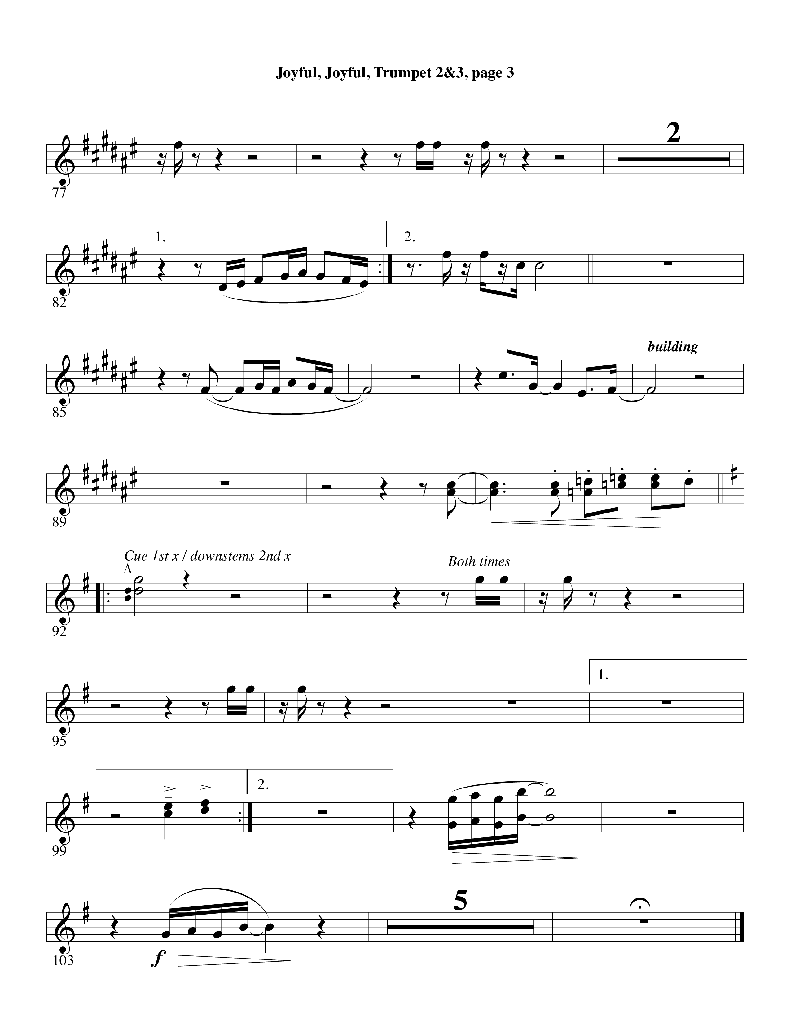 Joyful Joyful We Adore Thee (with Cry Of My Heart) (Choral Anthem SATB) Trumpet 2/3 (Word Music Choral / Arr. Michael W. Smith / Arr. Gary Rhodes)