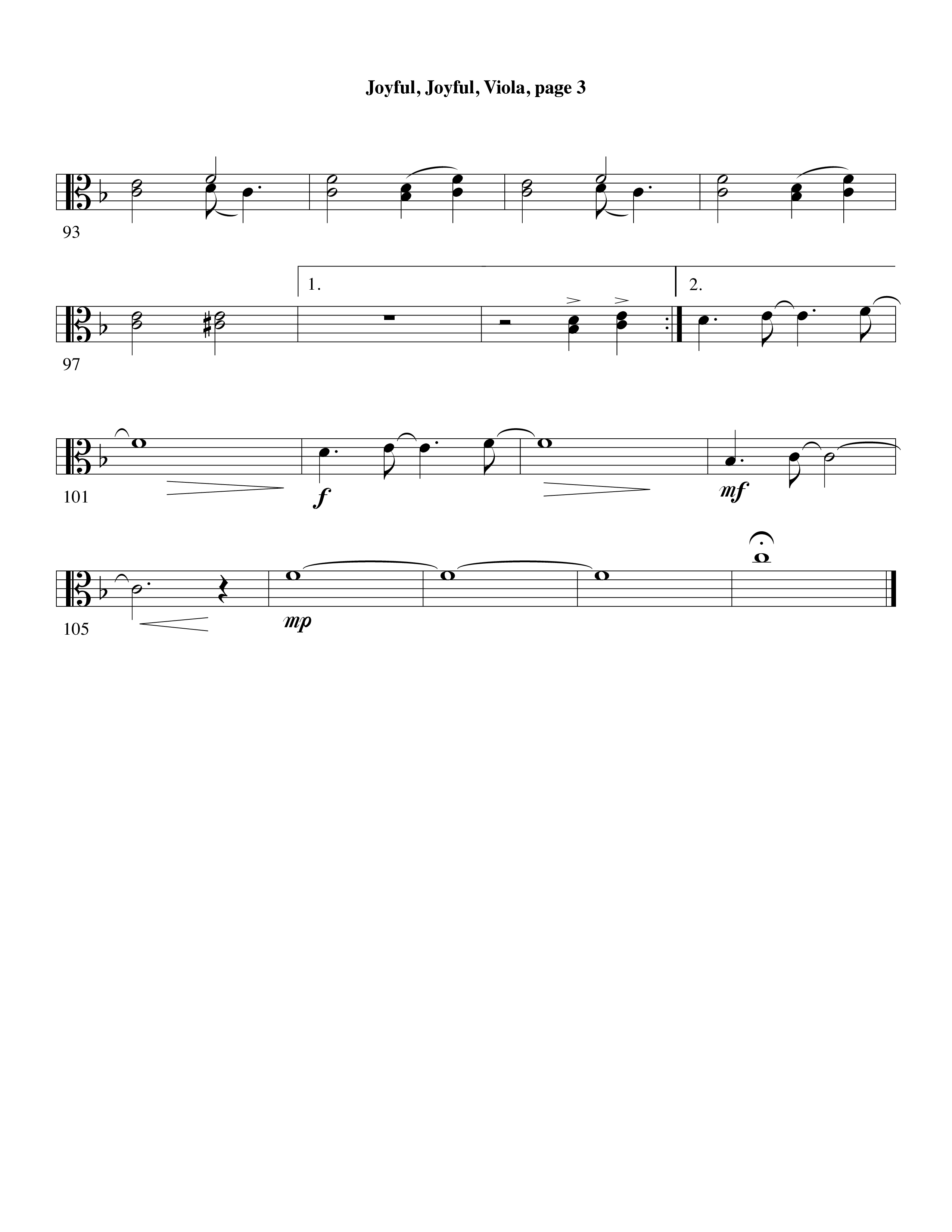 Joyful Joyful We Adore Thee (with Cry Of My Heart) (Choral Anthem SATB) Viola (Word Music Choral / Arr. Michael W. Smith / Arr. Gary Rhodes)