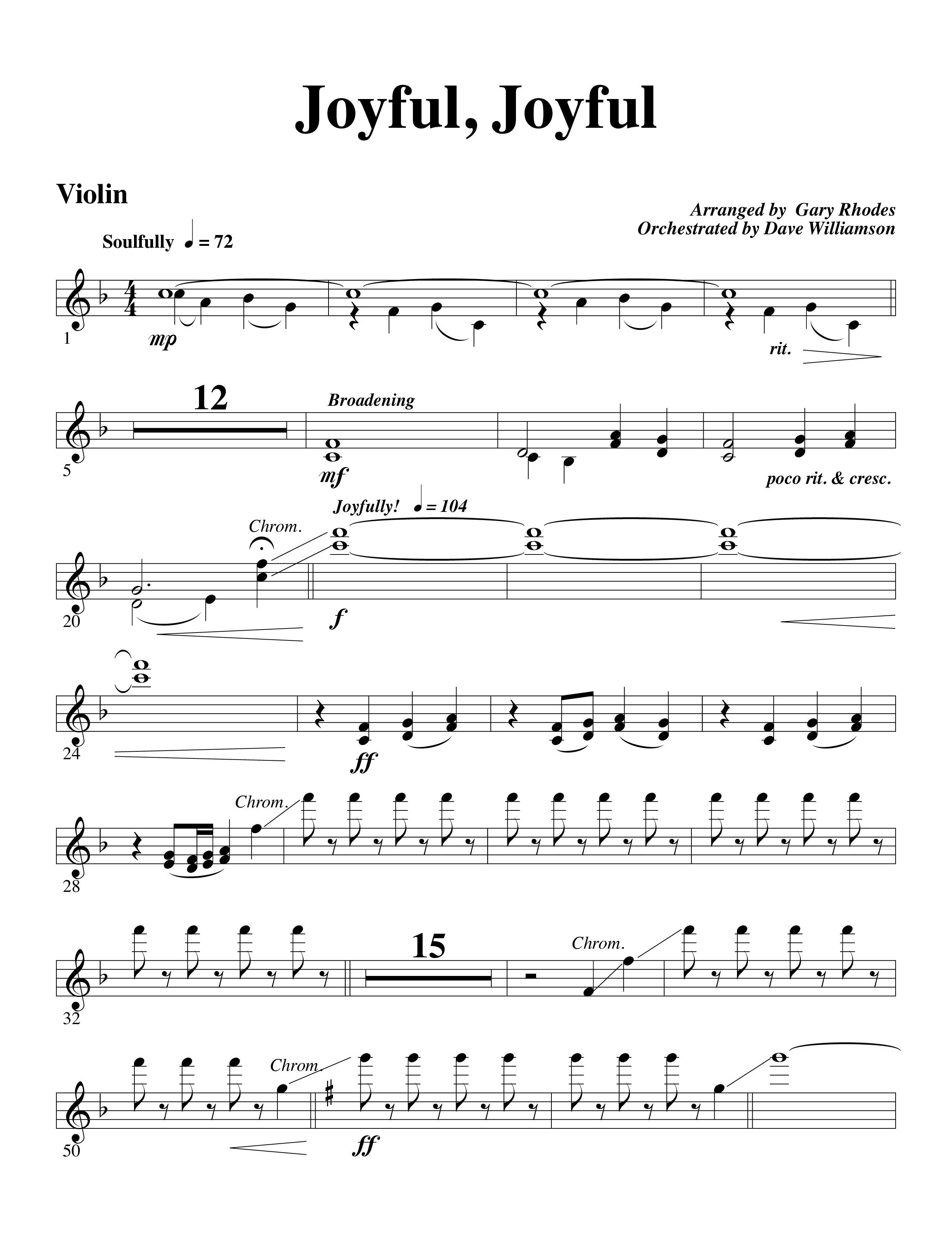 Joyful Joyful We Adore Thee (with Cry Of My Heart) (Choral Anthem SATB) Violins (Word Music Choral / Arr. Michael W. Smith / Arr. Gary Rhodes)