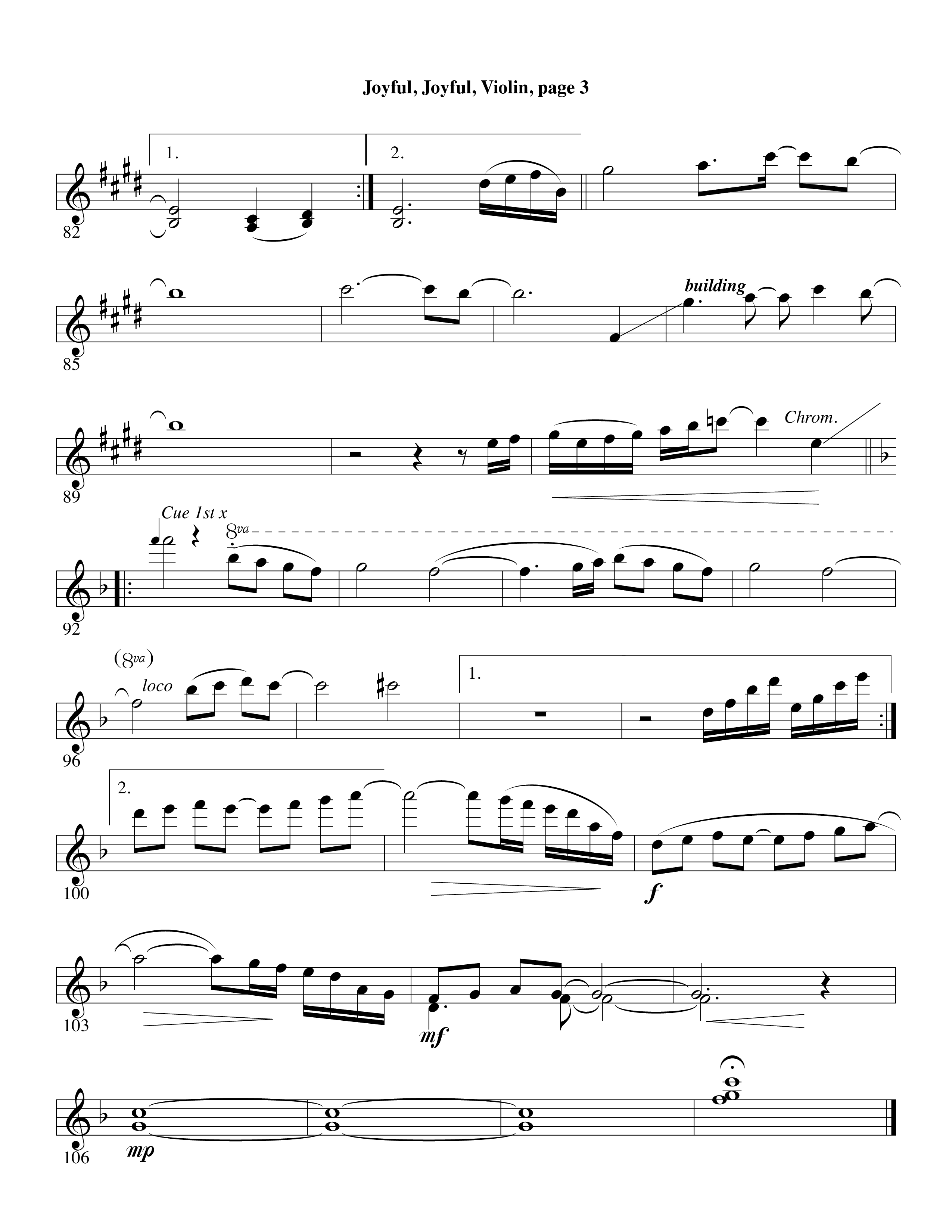 Joyful Joyful We Adore Thee (with Cry Of My Heart) (Choral Anthem SATB) Violins (Word Music Choral / Arr. Michael W. Smith / Arr. Gary Rhodes)