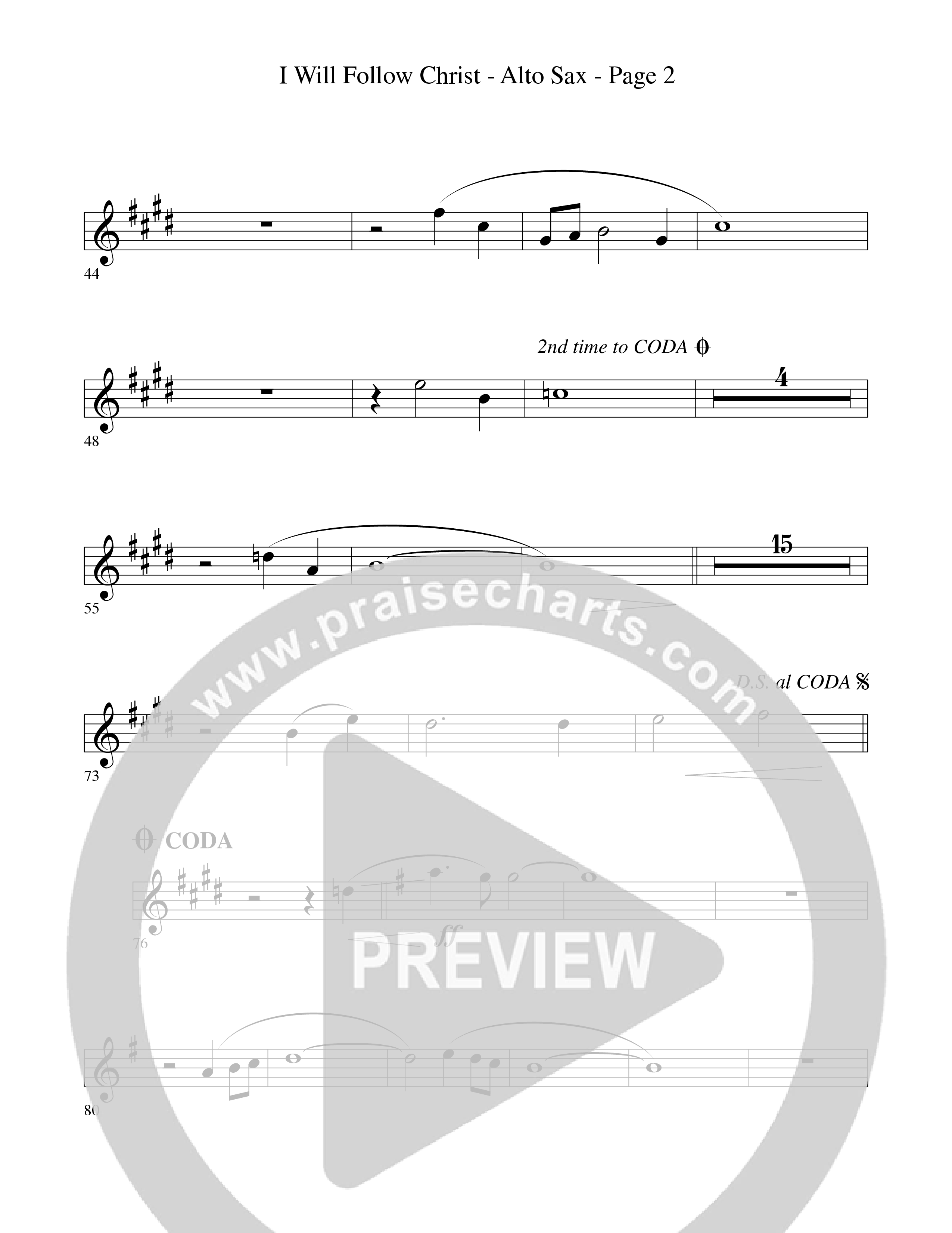 I Will Follow Christ (Choral Anthem SATB) Alto Sax (Word Music Choral / Arr. Camp Kirkland)