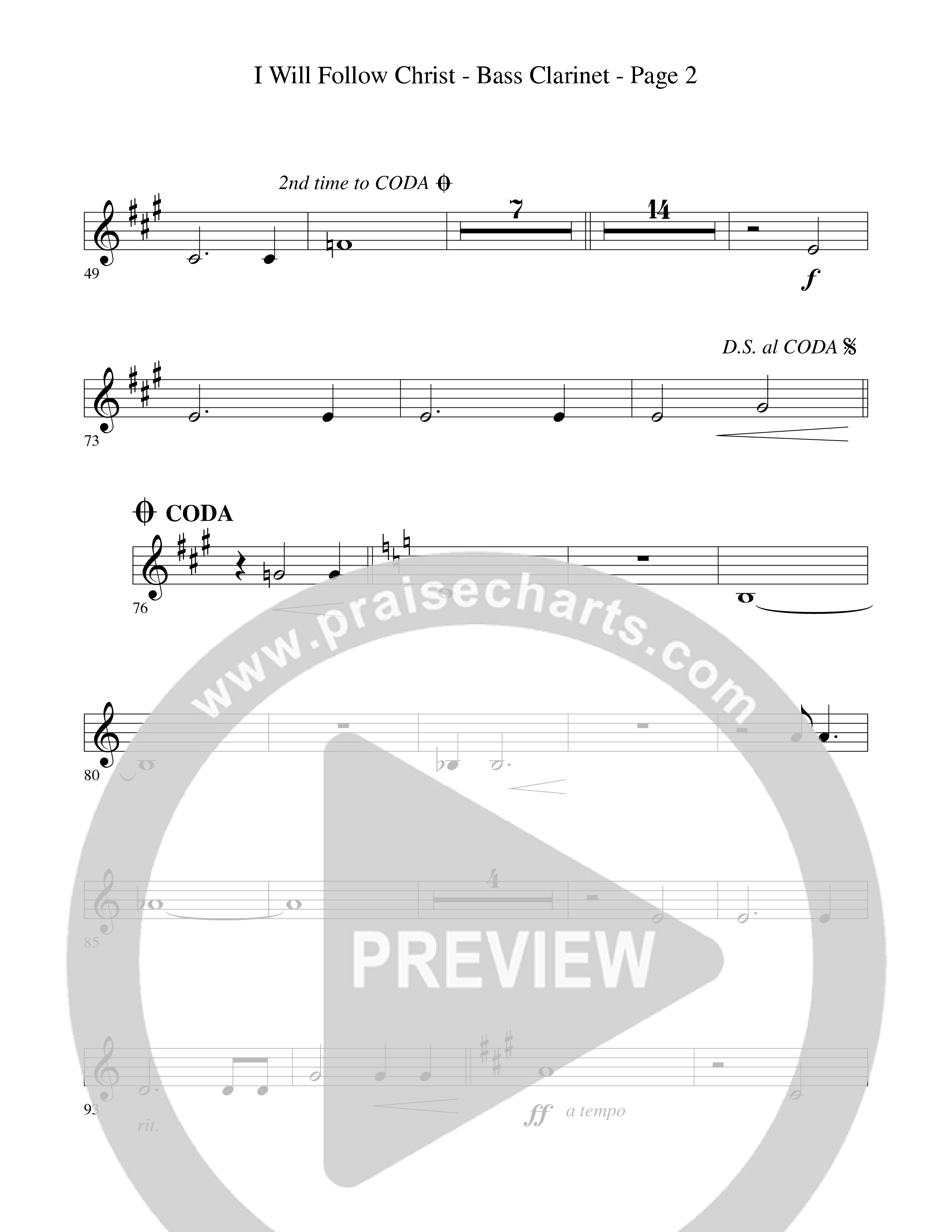 I Will Follow Christ (Choral Anthem SATB) Bass Clarinet (Word Music Choral / Arr. Camp Kirkland)