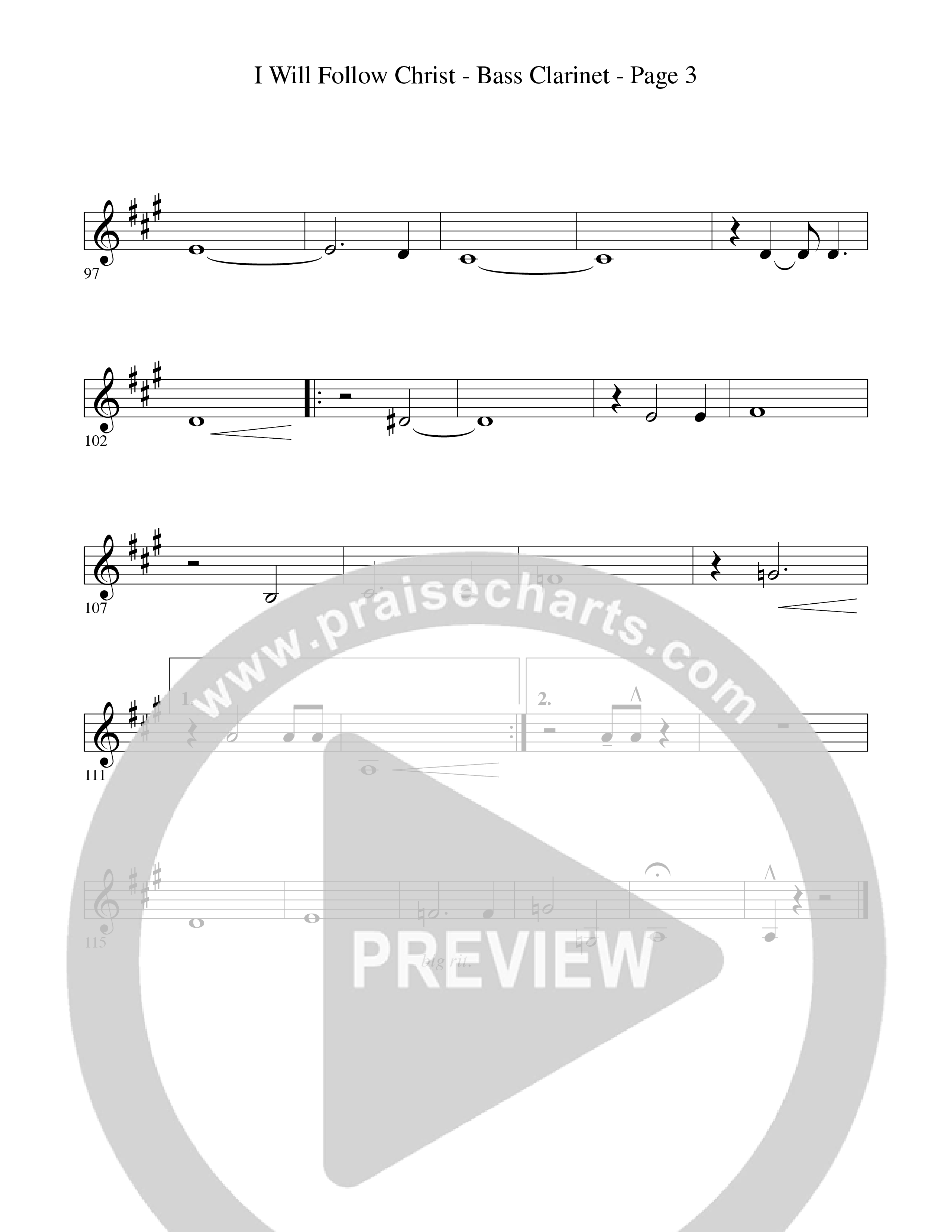 I Will Follow Christ (Choral Anthem SATB) Bass Clarinet (Word Music Choral / Arr. Camp Kirkland)