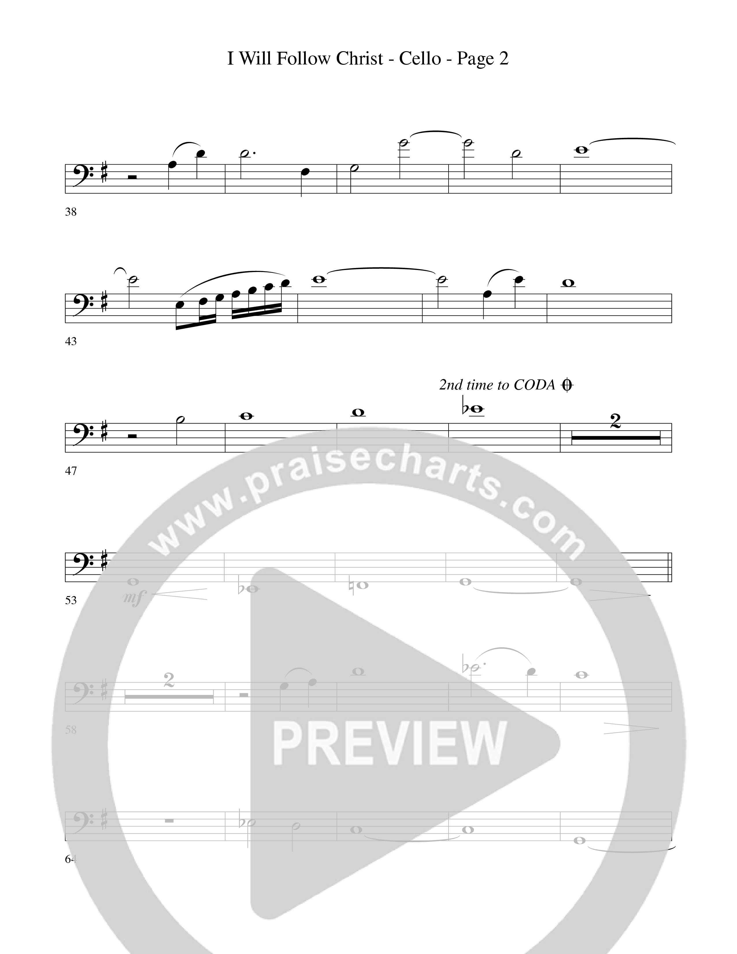 I Will Follow Christ (Choral Anthem SATB) Cello (Word Music Choral / Arr. Camp Kirkland)
