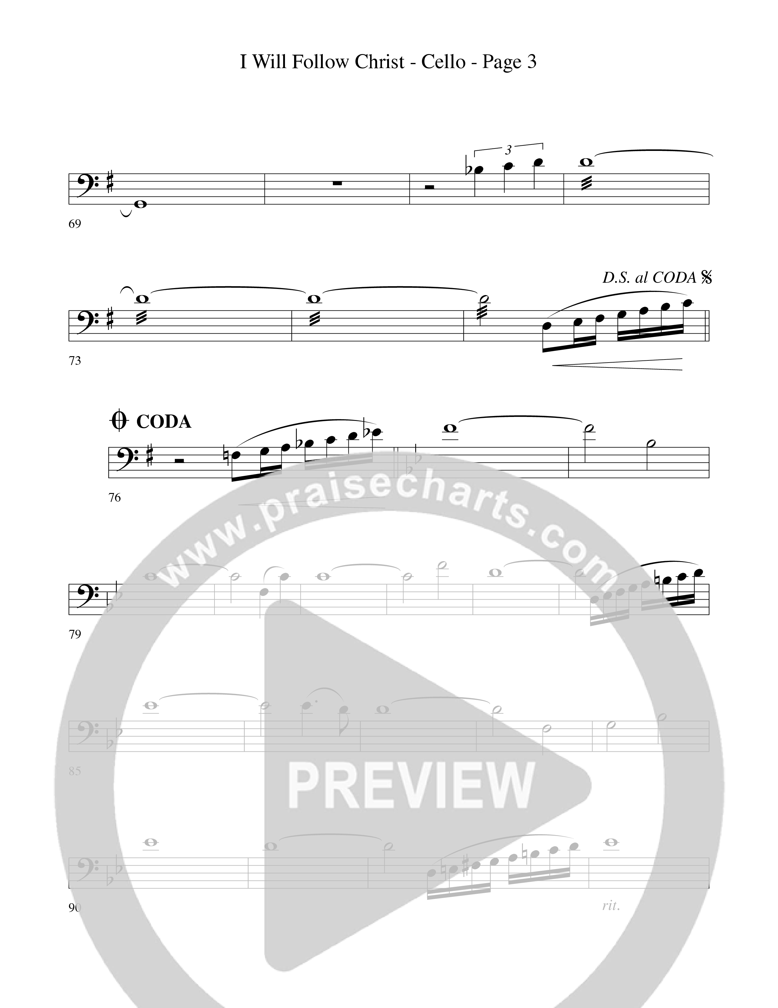 I Will Follow Christ (Choral Anthem SATB) Cello (Word Music Choral / Arr. Camp Kirkland)