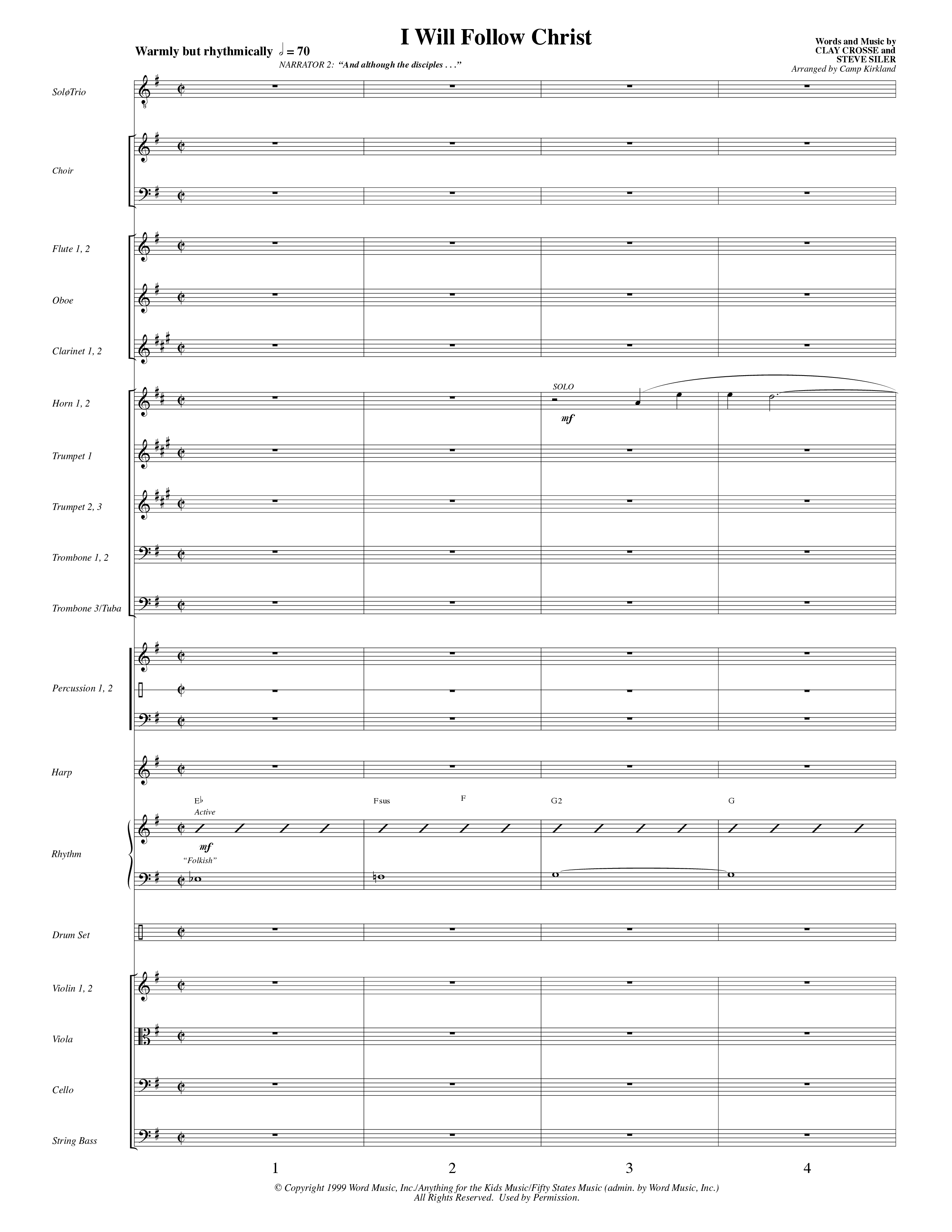 I Will Follow Christ (Choral Anthem SATB) Orchestration (Word Music Choral / Arr. Camp Kirkland)