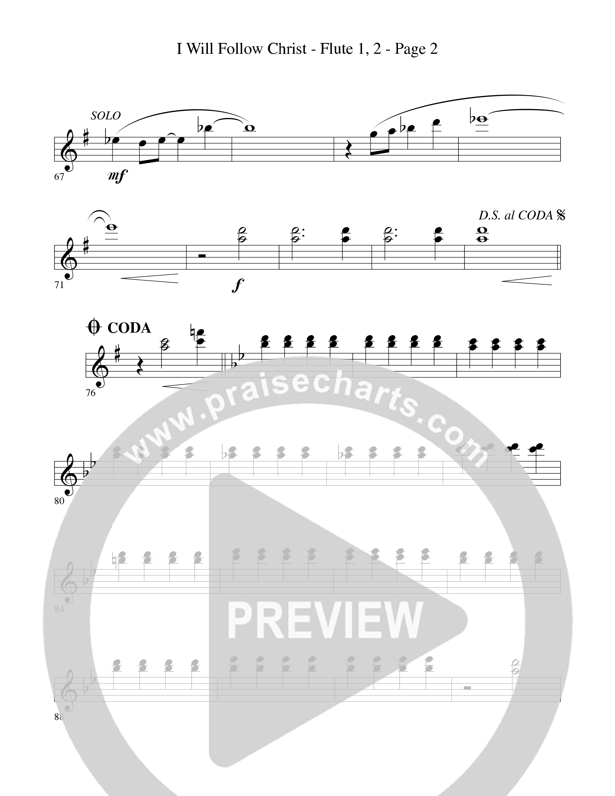 I Will Follow Christ (Choral Anthem SATB) Flute 1/2 (Word Music Choral / Arr. Camp Kirkland)