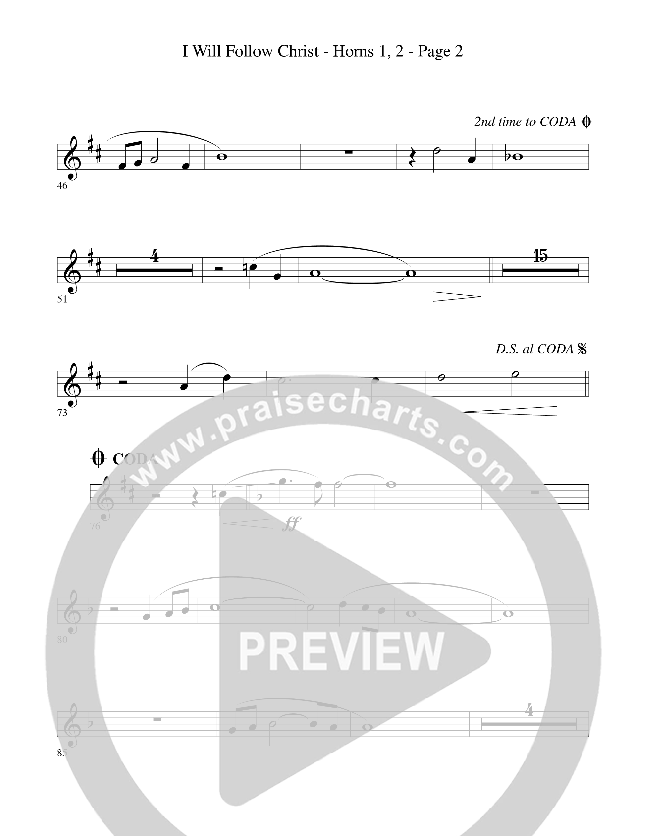 I Will Follow Christ (Choral Anthem SATB) French Horn 1/2 (Word Music Choral / Arr. Camp Kirkland)