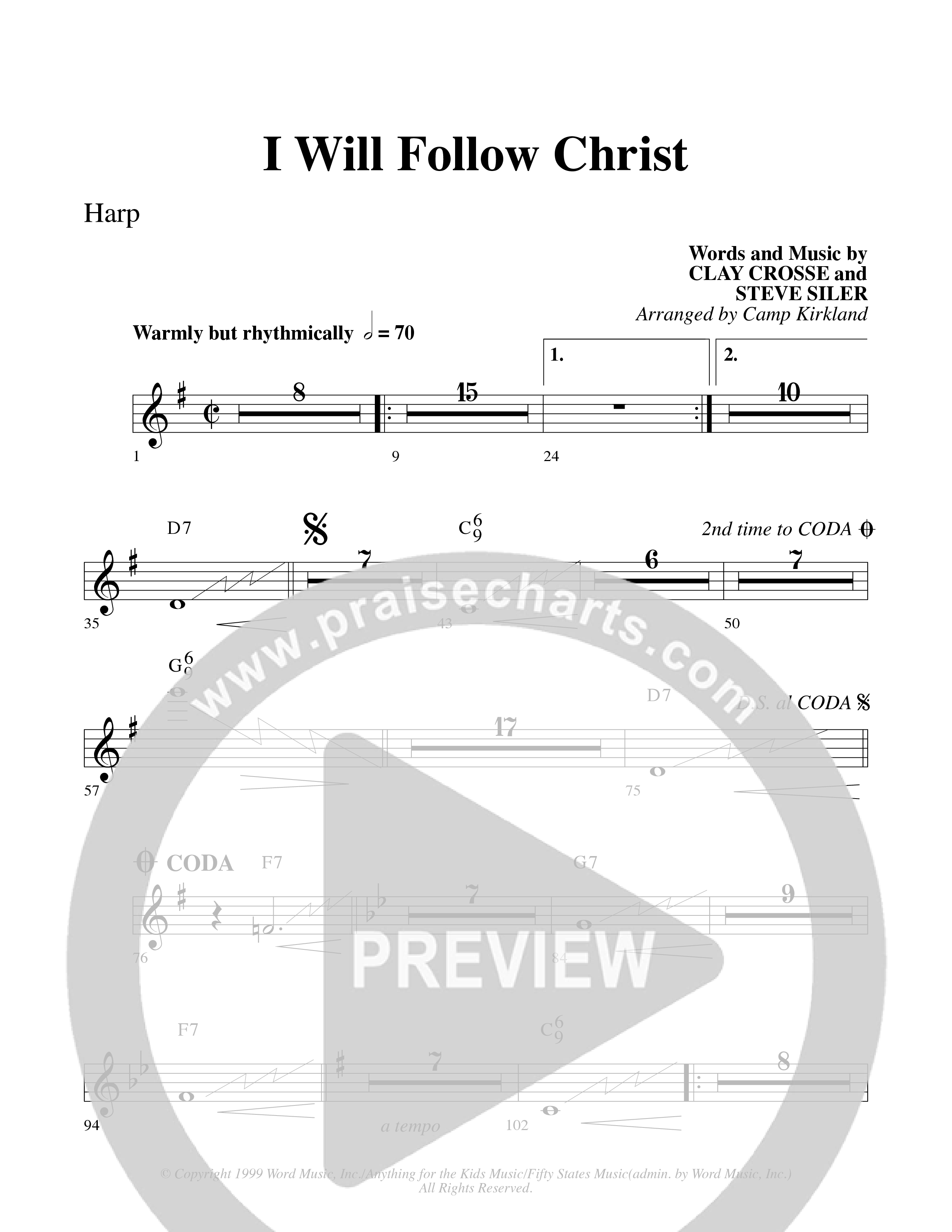 I Will Follow Christ (Choral Anthem SATB) Harp (Word Music Choral / Arr. Camp Kirkland)