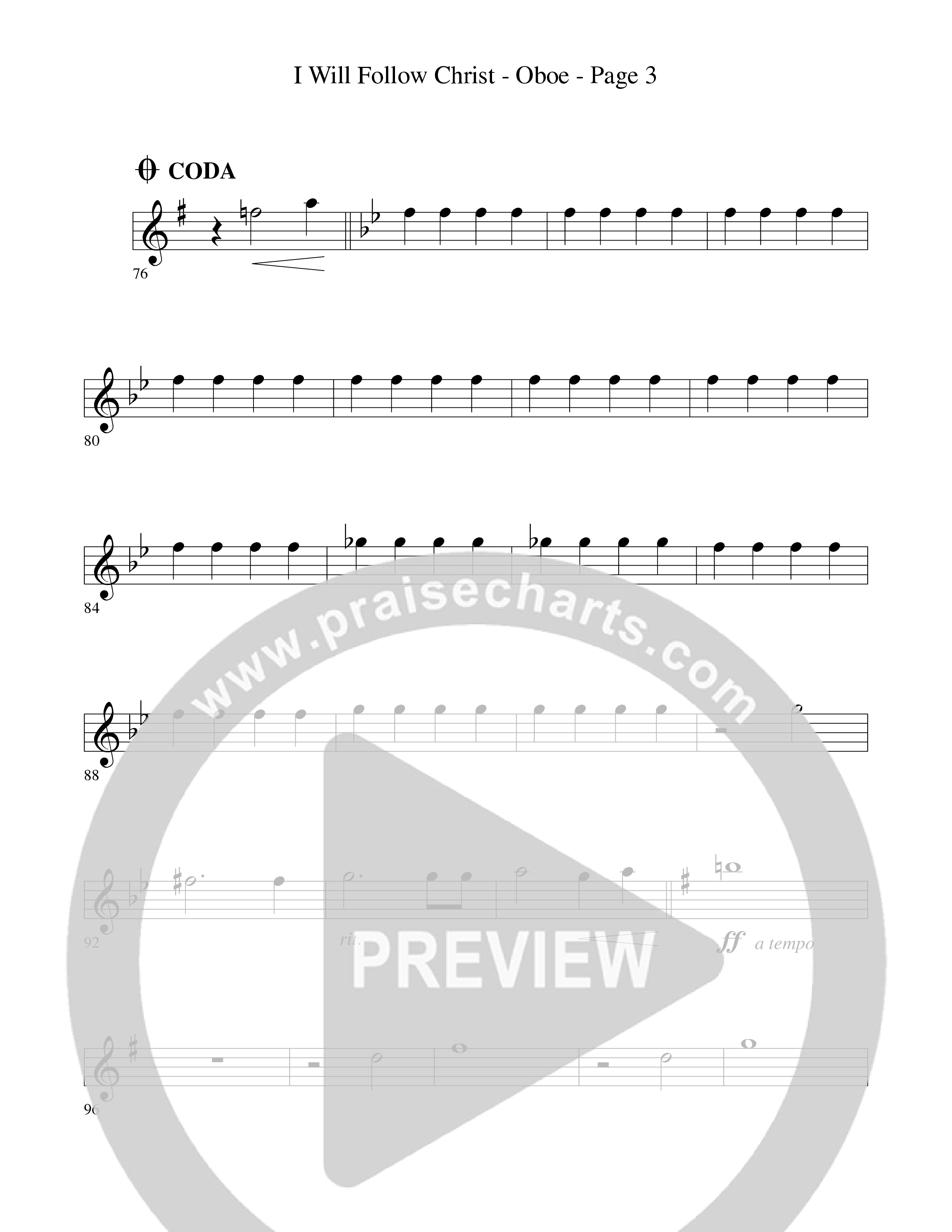 I Will Follow Christ (Choral Anthem SATB) Oboe (Word Music Choral / Arr. Camp Kirkland)