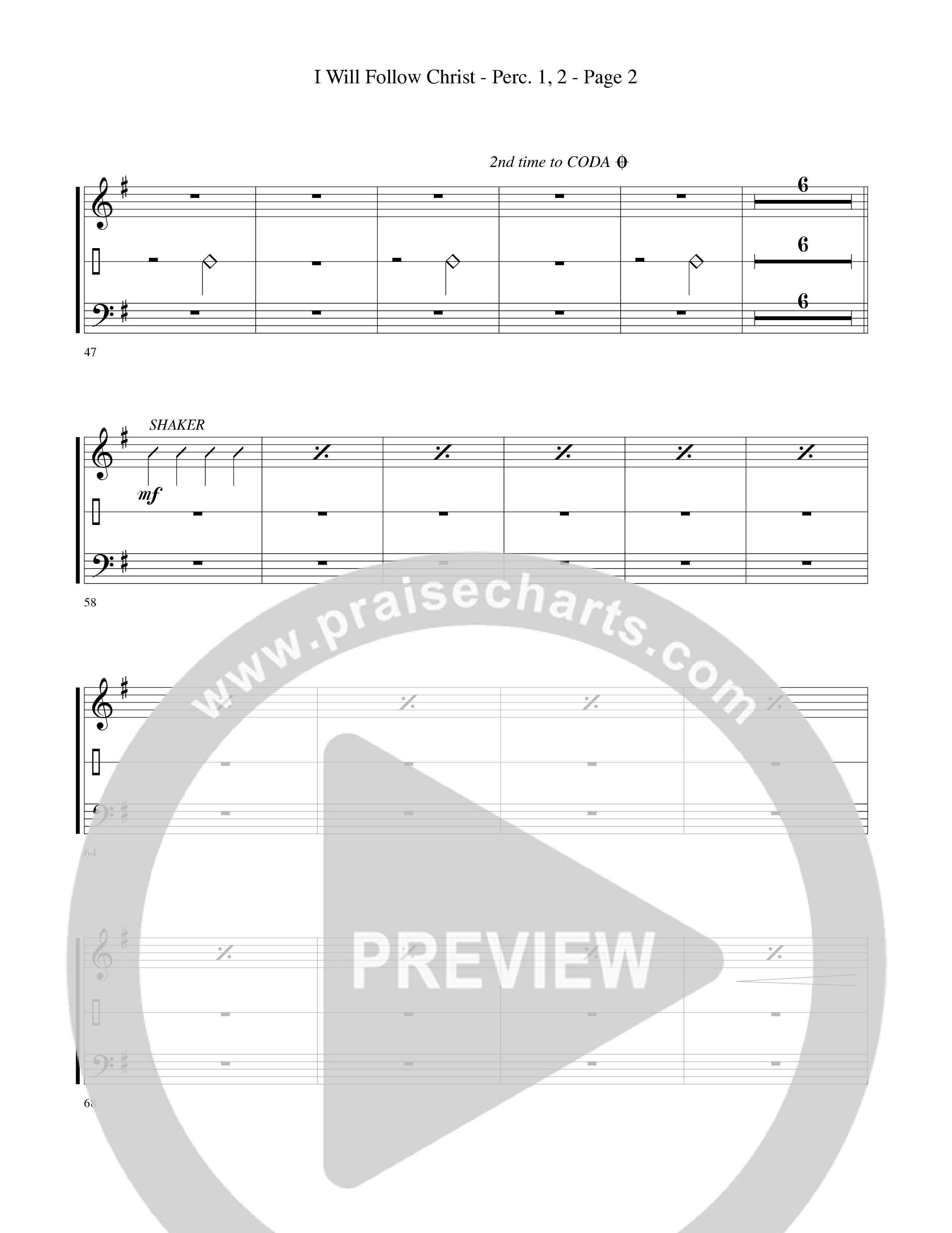 I Will Follow Christ (Choral Anthem SATB) Percussion 1/2 (Word Music Choral / Arr. Camp Kirkland)