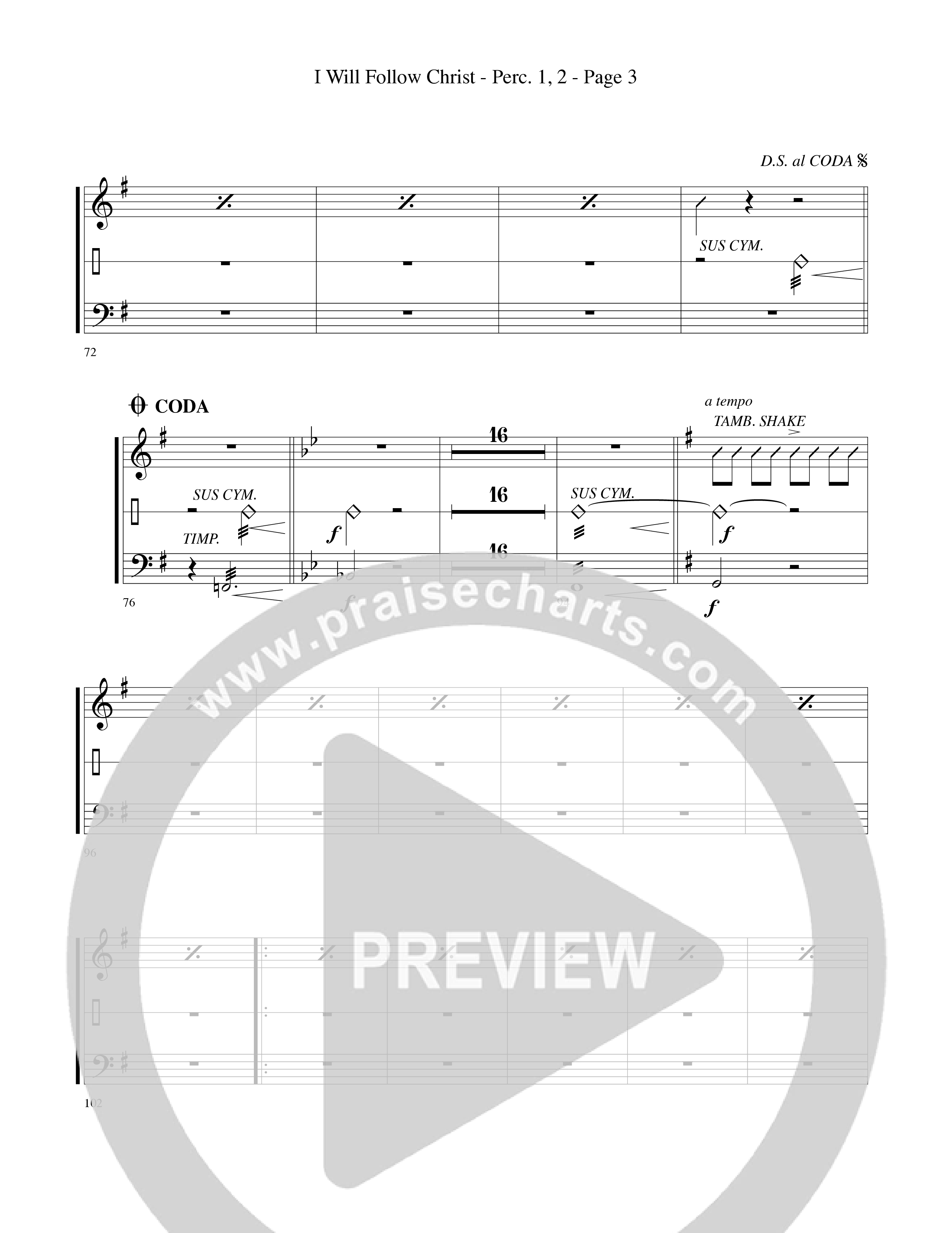 I Will Follow Christ (Choral Anthem SATB) Percussion 1/2 (Word Music Choral / Arr. Camp Kirkland)