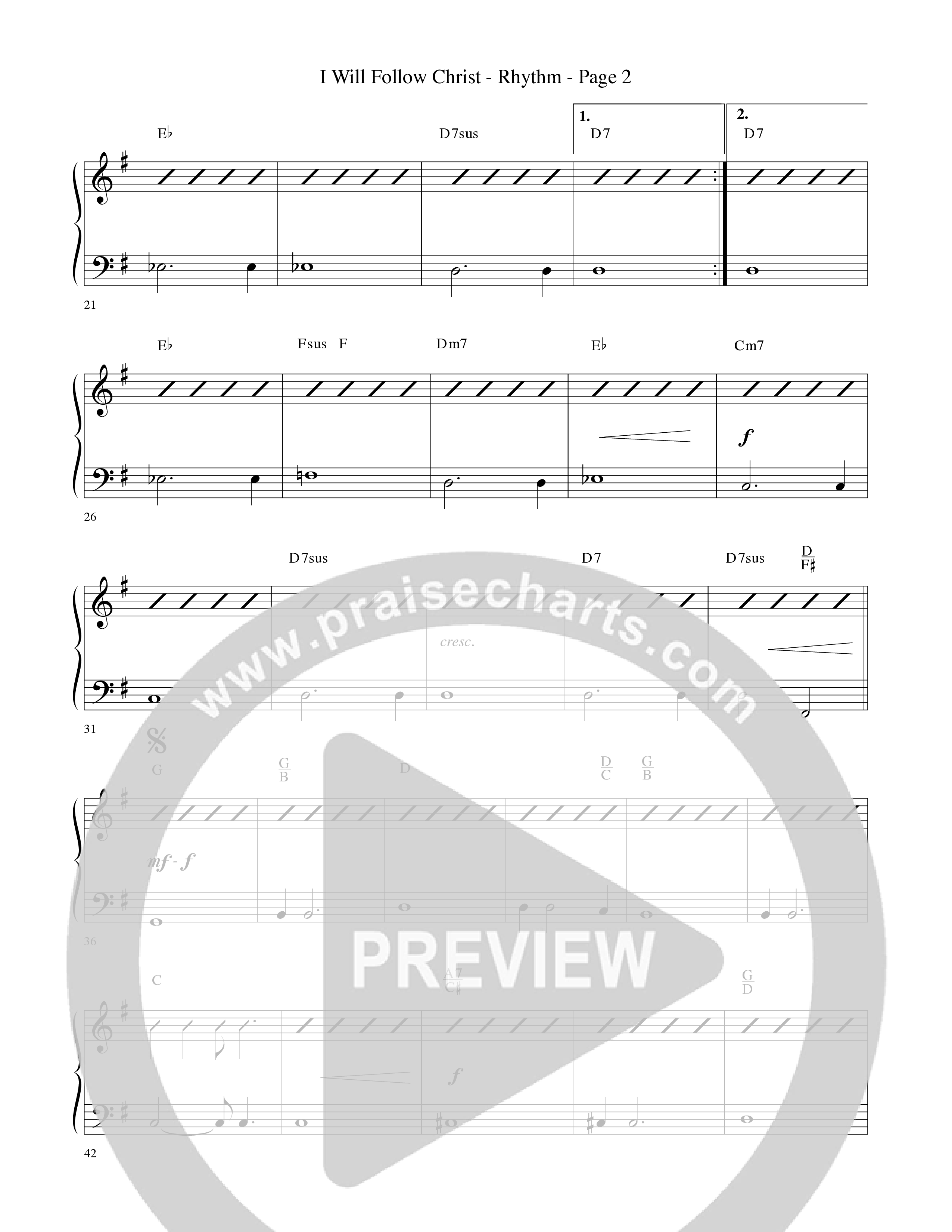 I Will Follow Christ (Choral Anthem SATB) Rhythm Chart (Word Music Choral / Arr. Camp Kirkland)