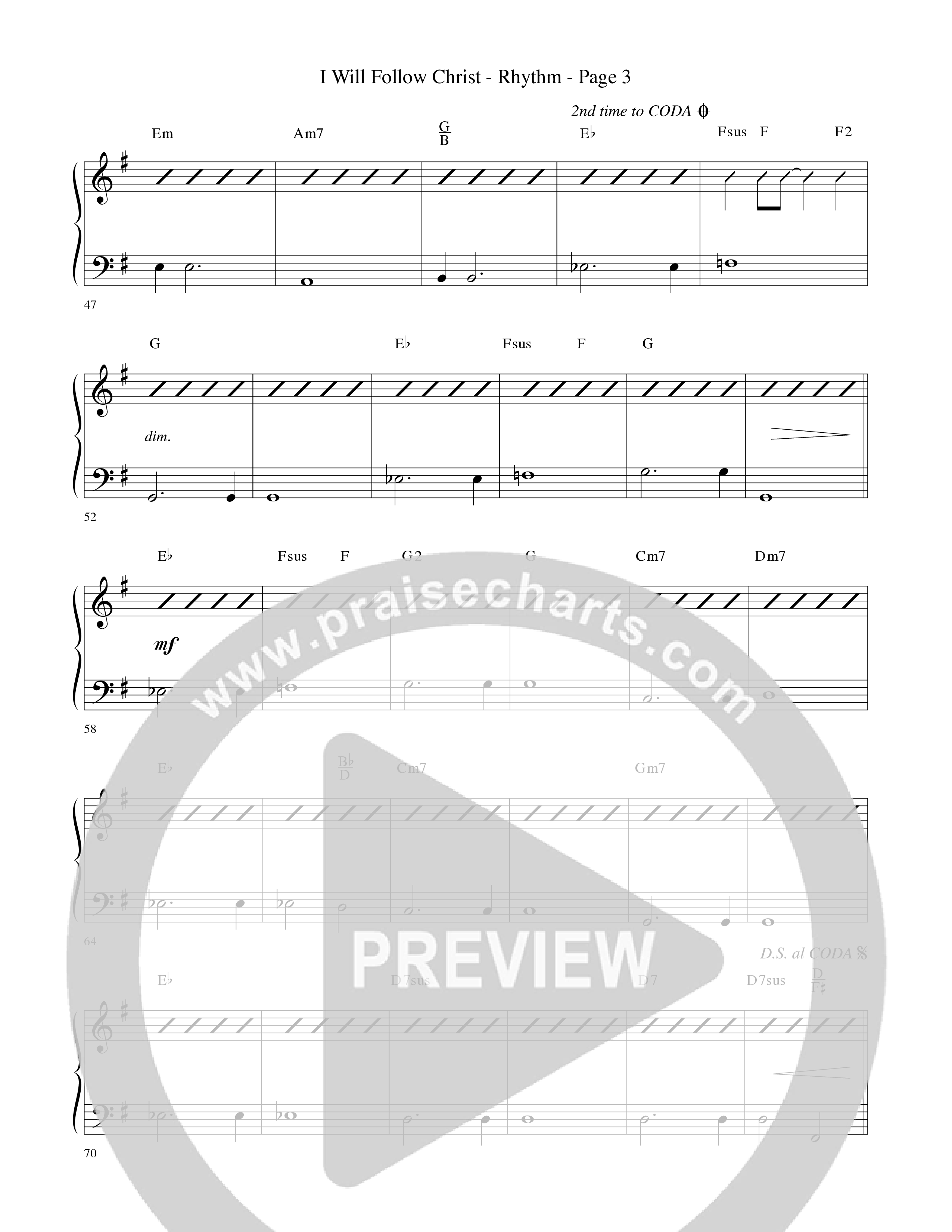 I Will Follow Christ (Choral Anthem SATB) Rhythm Chart (Word Music Choral / Arr. Camp Kirkland)