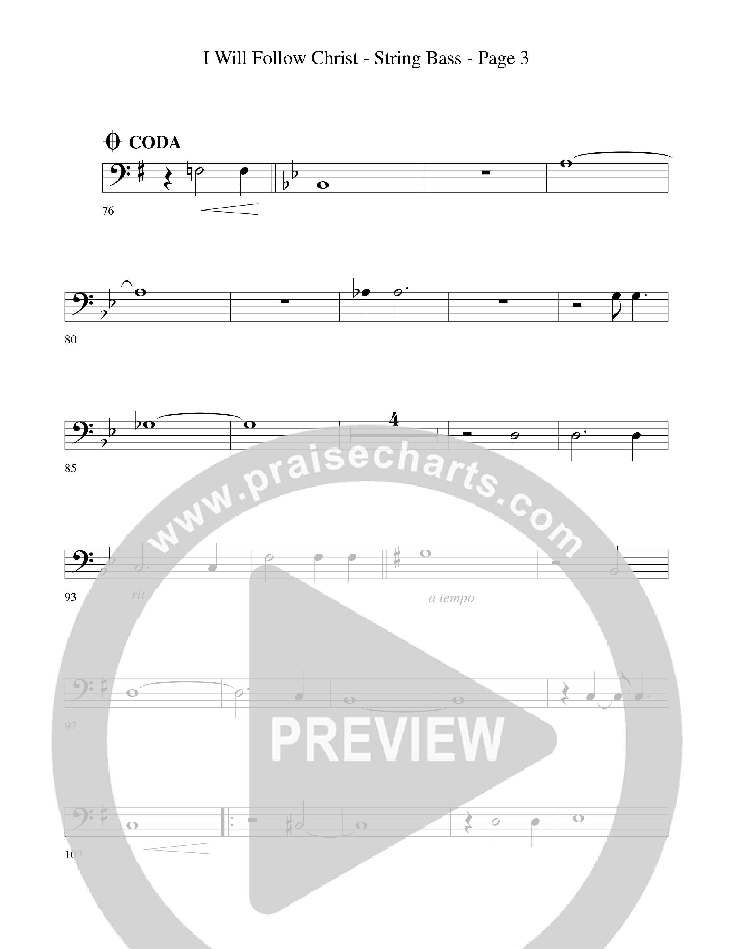 I Will Follow Christ (Choral Anthem SATB) String Bass (Word Music Choral / Arr. Camp Kirkland)