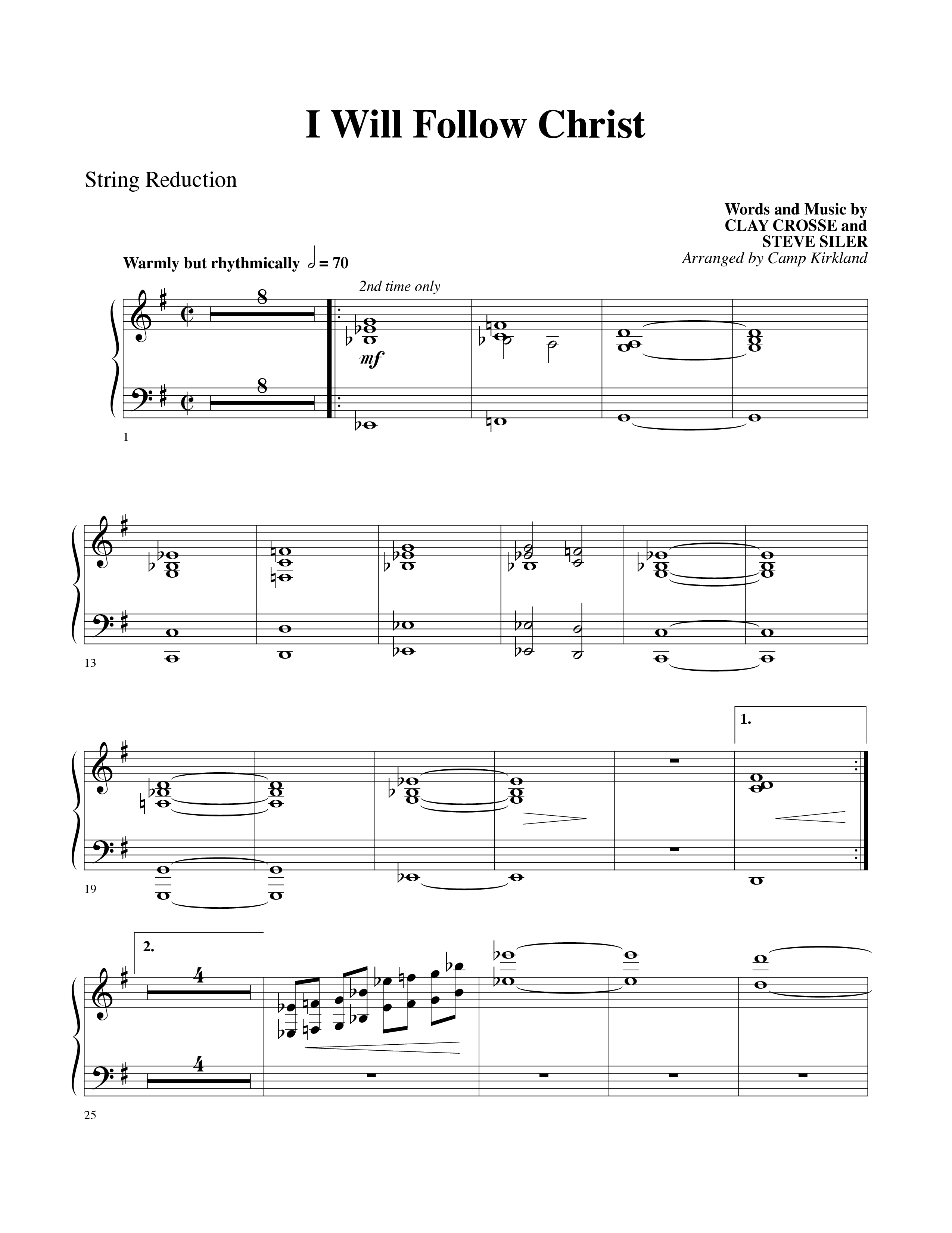 I Will Follow Christ (Choral Anthem SATB) String Reduction (Word Music Choral / Arr. Camp Kirkland)