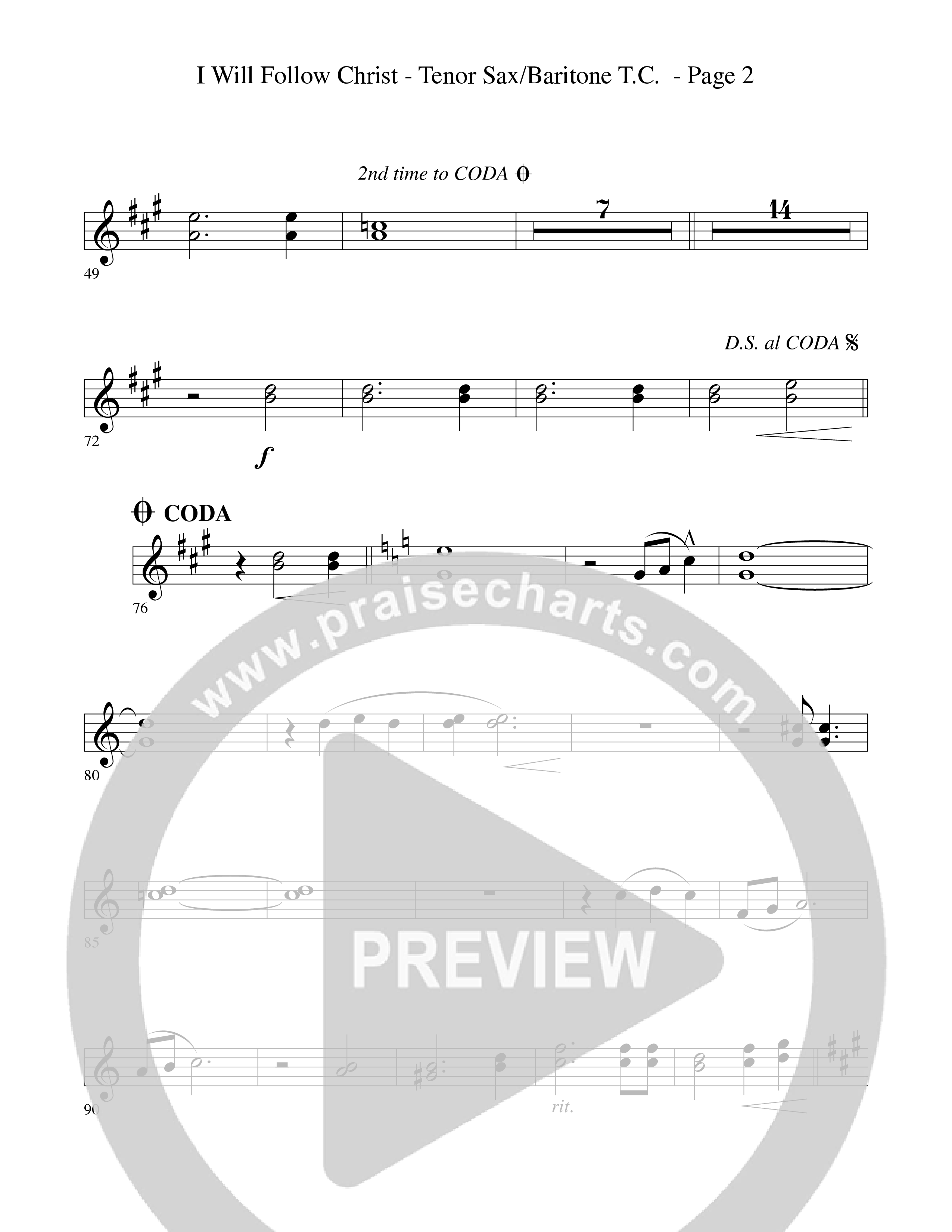 I Will Follow Christ (Choral Anthem SATB) Tenor Sax/Baritone T.C. (Word Music Choral / Arr. Camp Kirkland)