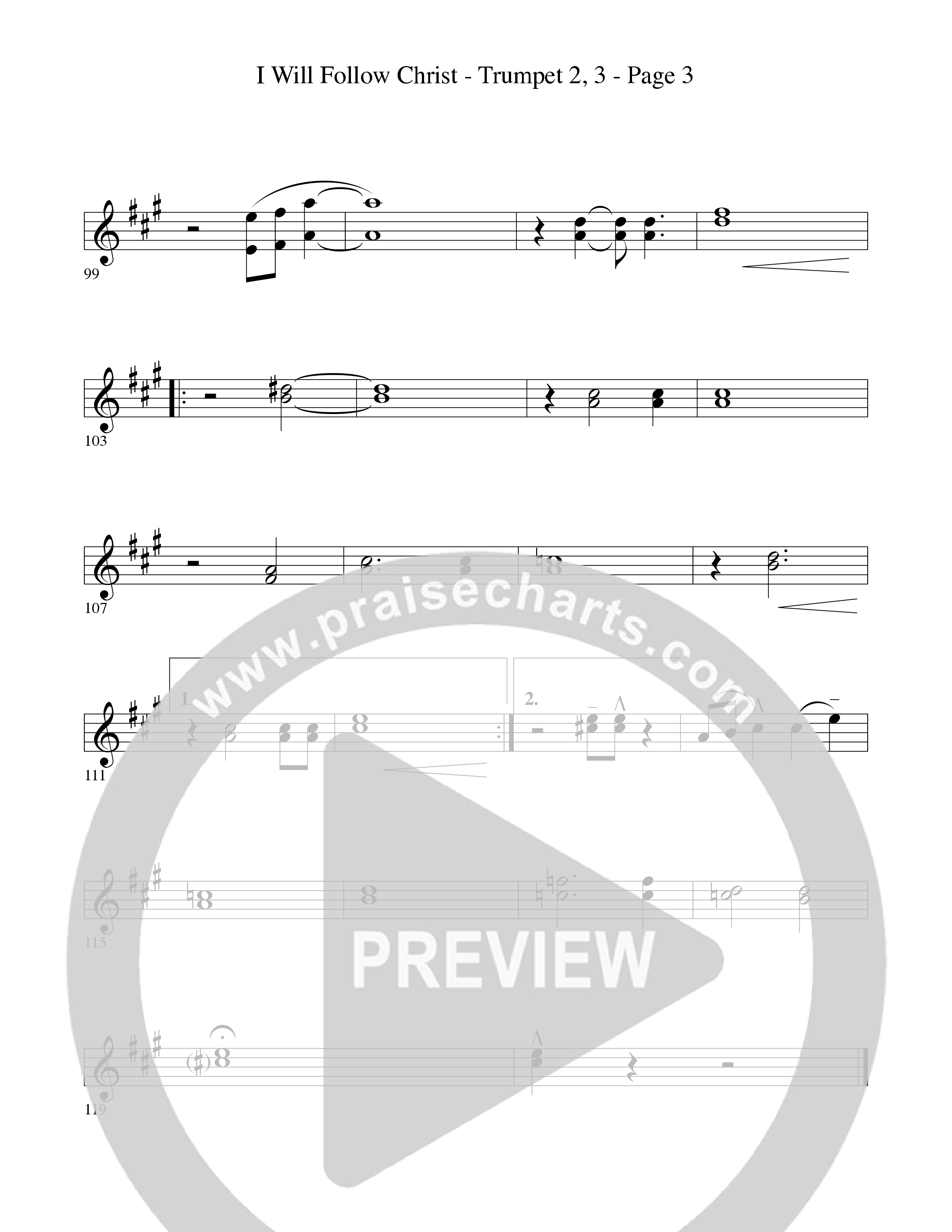 I Will Follow Christ (Choral Anthem SATB) Trumpet 2/3 (Word Music Choral / Arr. Camp Kirkland)