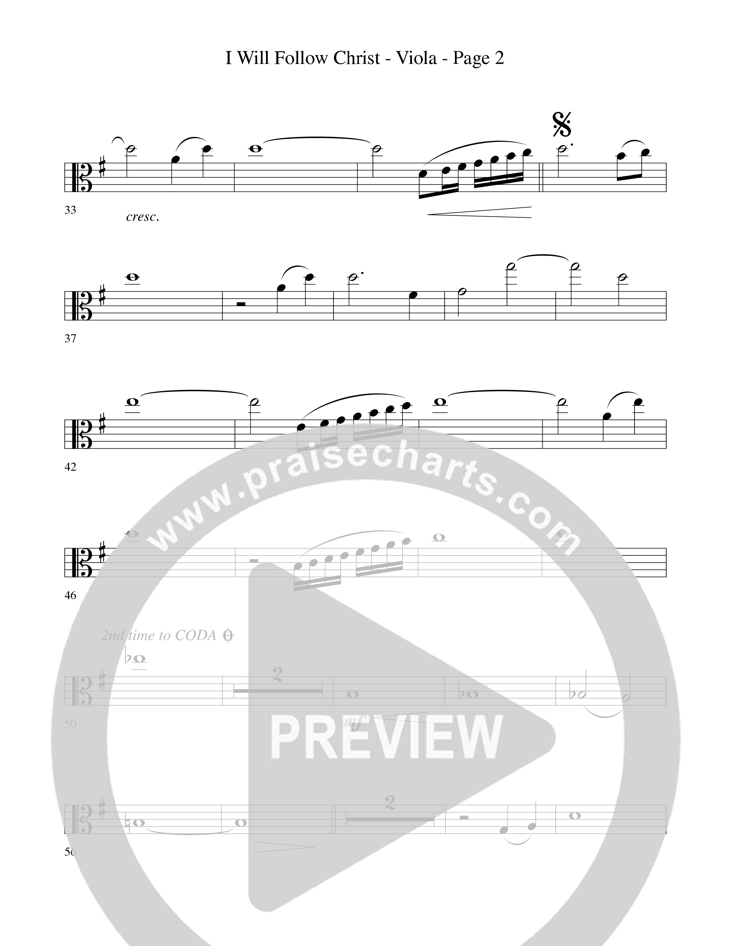 I Will Follow Christ (Choral Anthem SATB) Viola (Word Music Choral / Arr. Camp Kirkland)